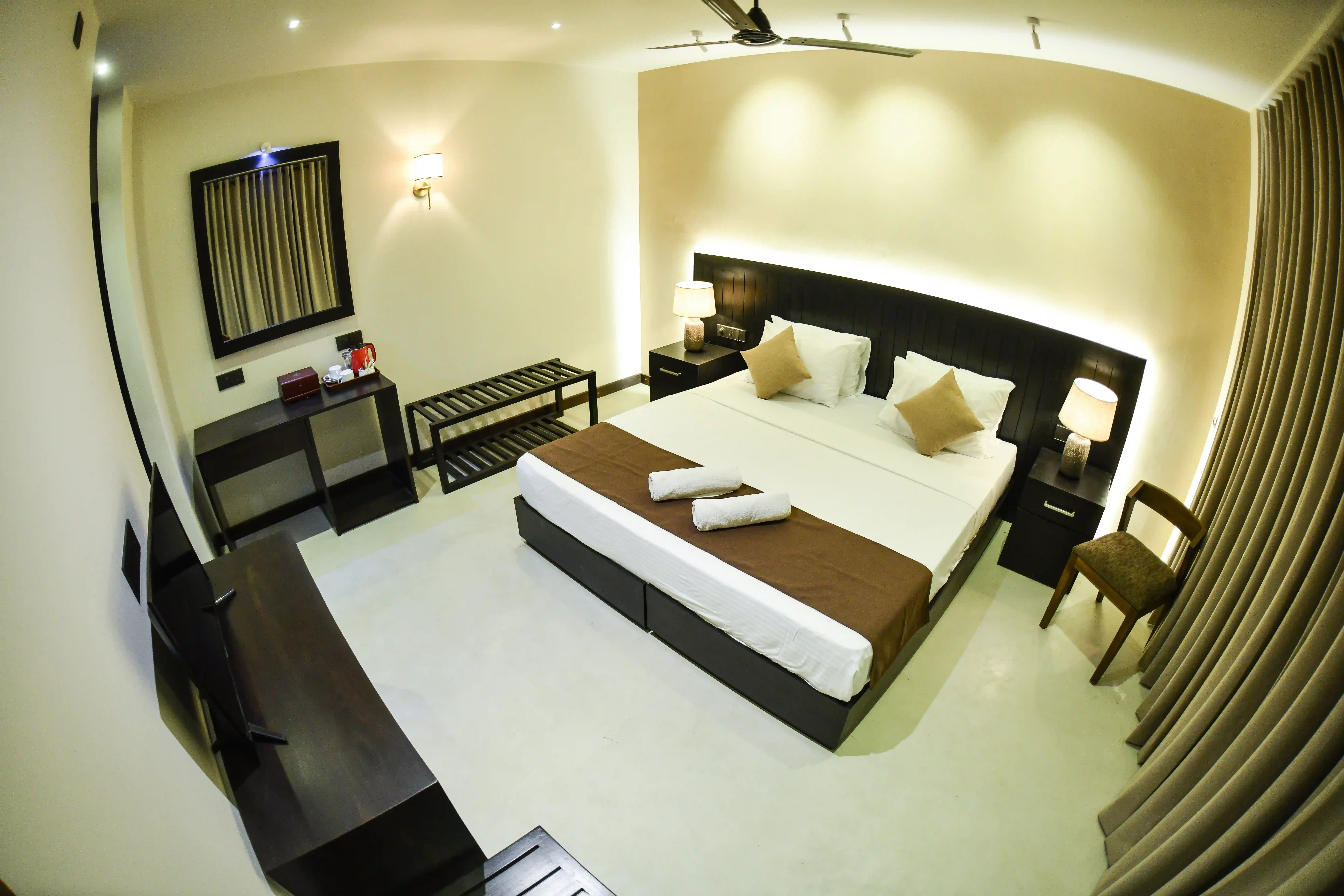 Double room at Hiriketiya Beach Resort with modern amenities in Hiriketiya