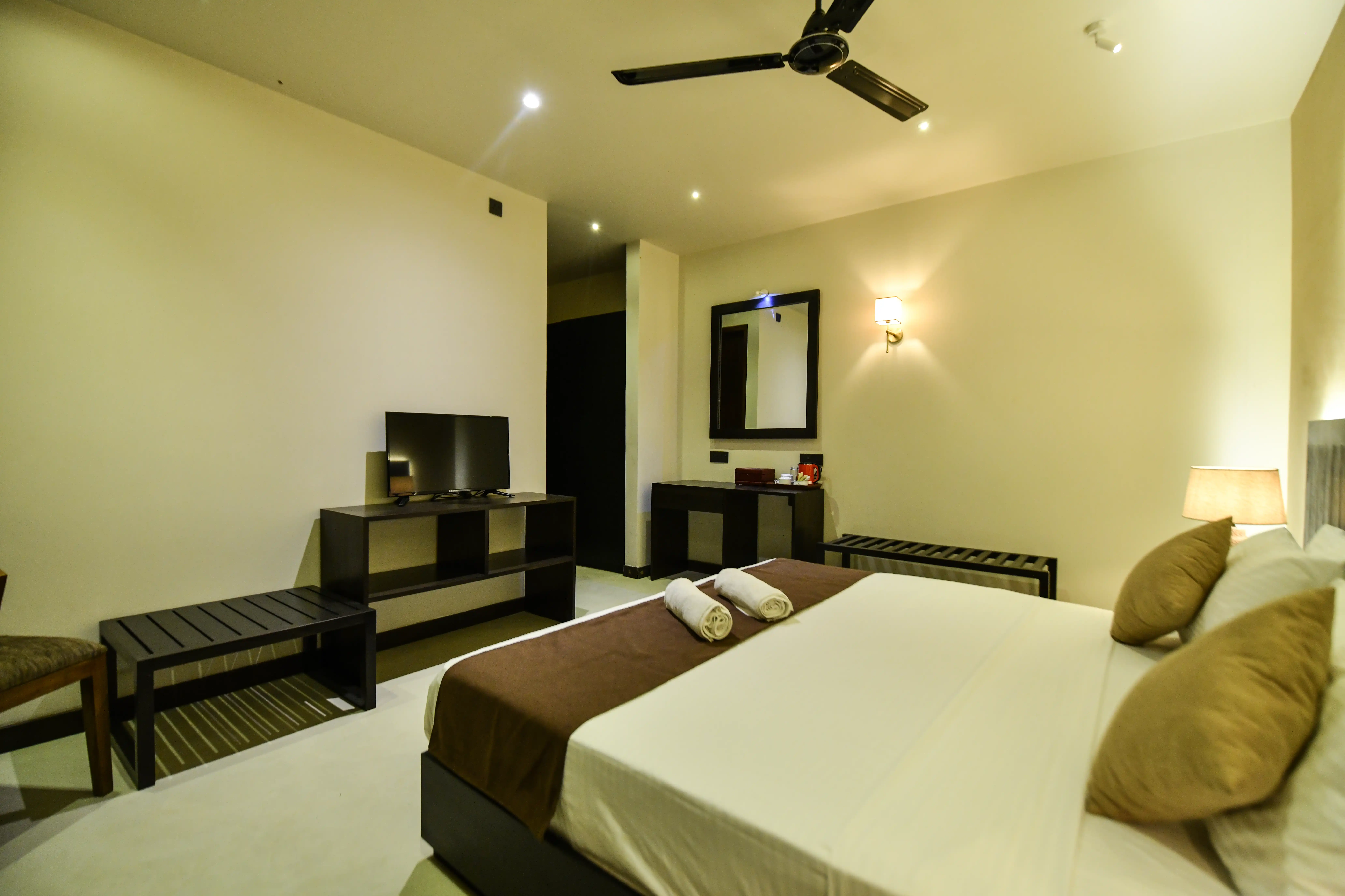 Double room at Hiriketiya Beach Resort with modern amenities in Hiriketiya