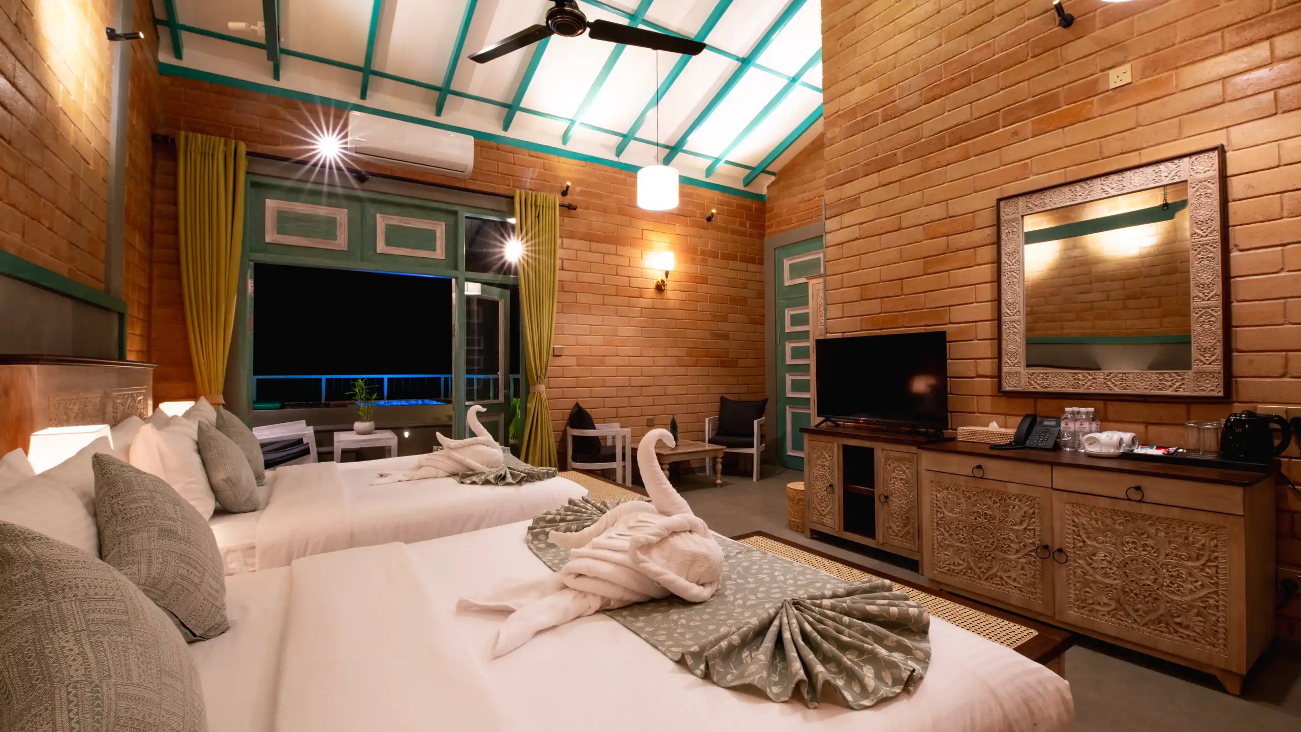 Family Room with Balcony at Hiriketiya Beach Resort with modern amenities in Hiriketiya