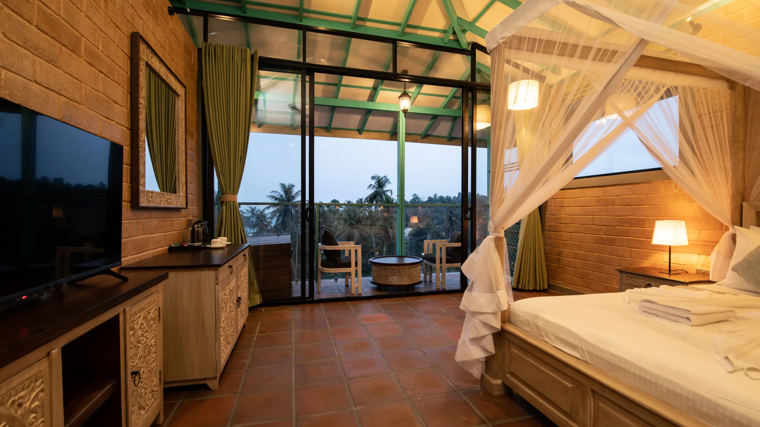 Family Room with Balcony at Hiriketiya Beach Resort with modern amenities in Hiriketiya