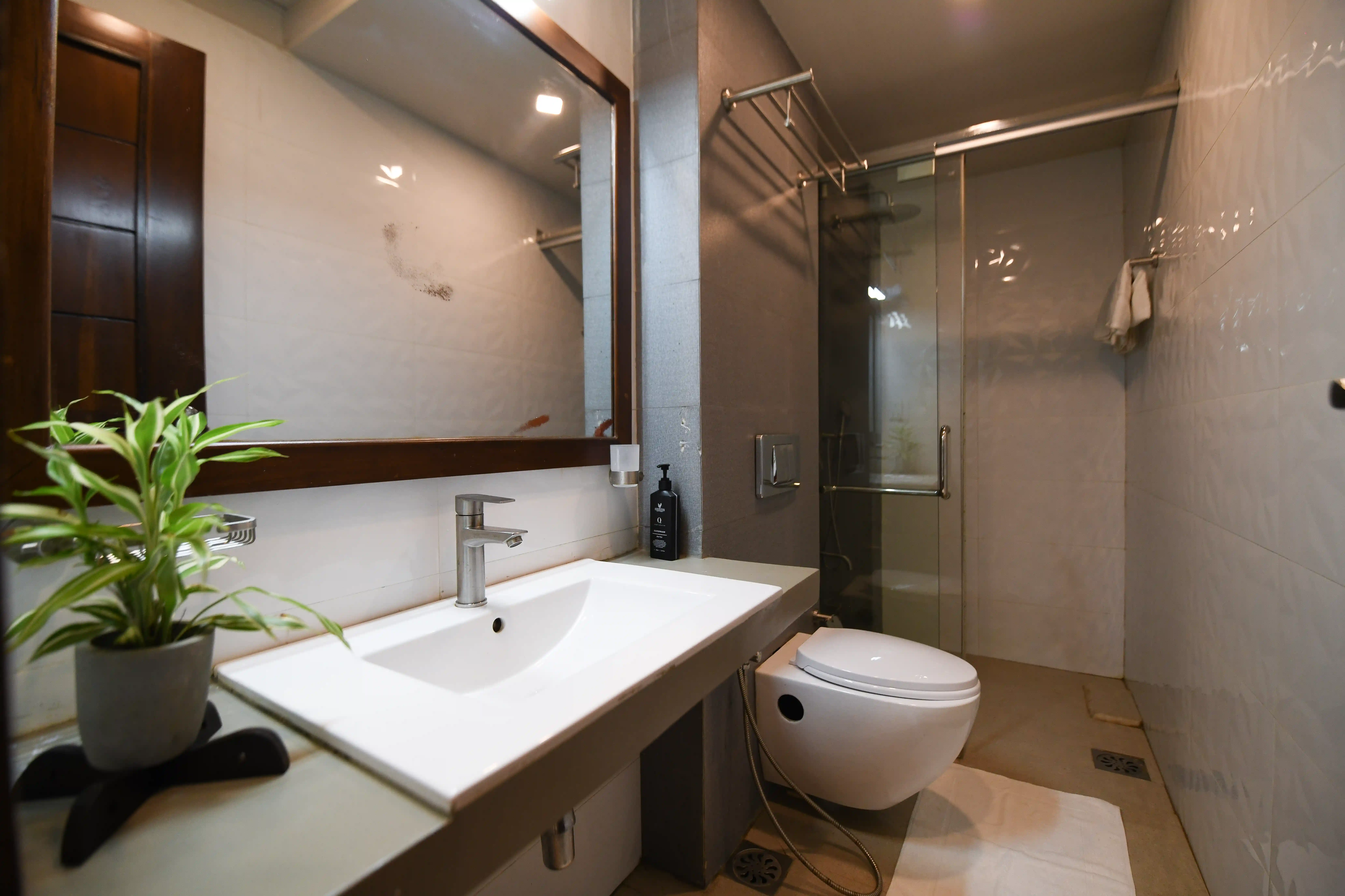 Modern bathroom with glass shower at Hiriketiya Beach Resort for comfortable Hiriketiya accommodation