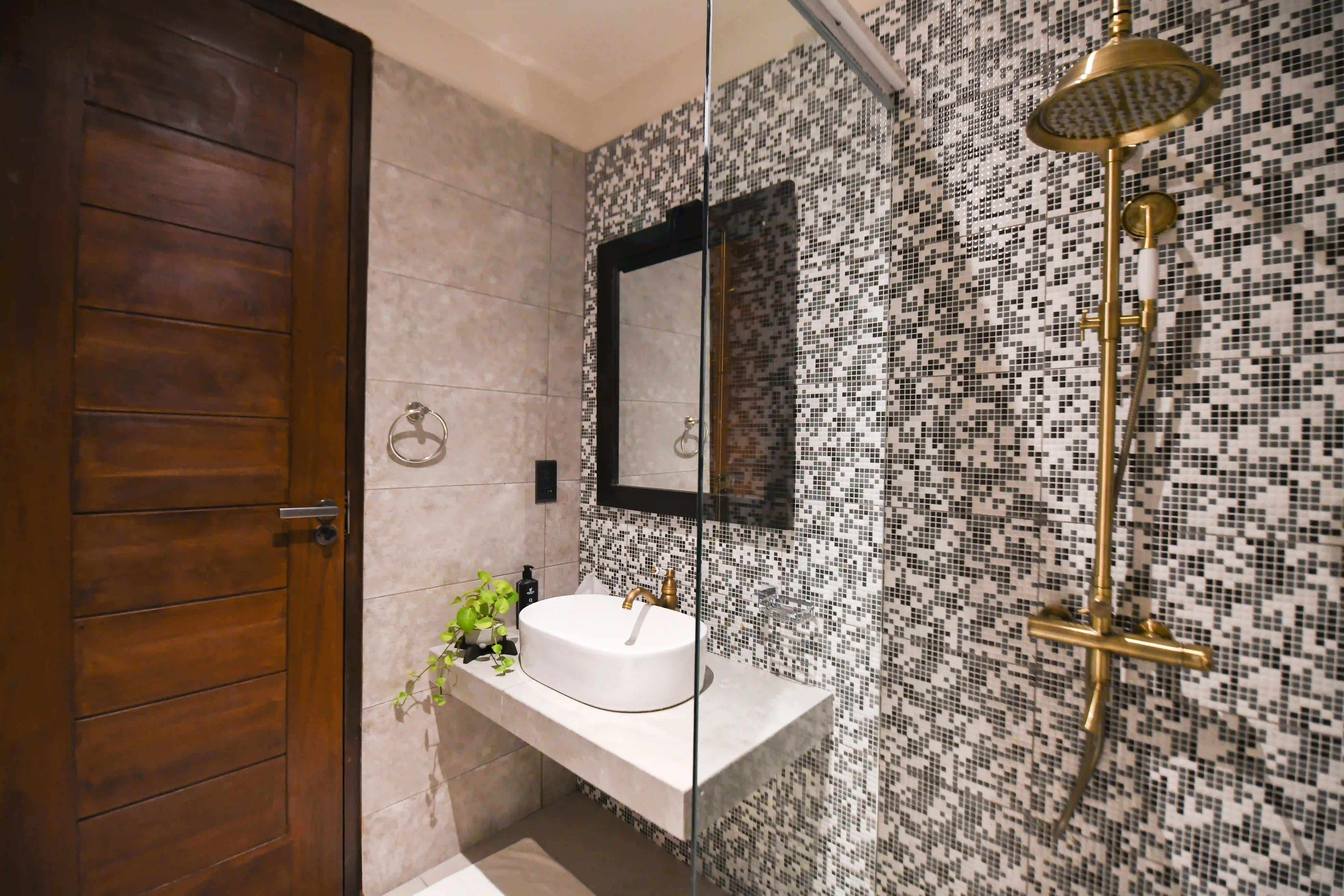 Modern bathroom sink and vanity at Hiriketiya Beach Resort for comfortable Hiriketiya accommodation