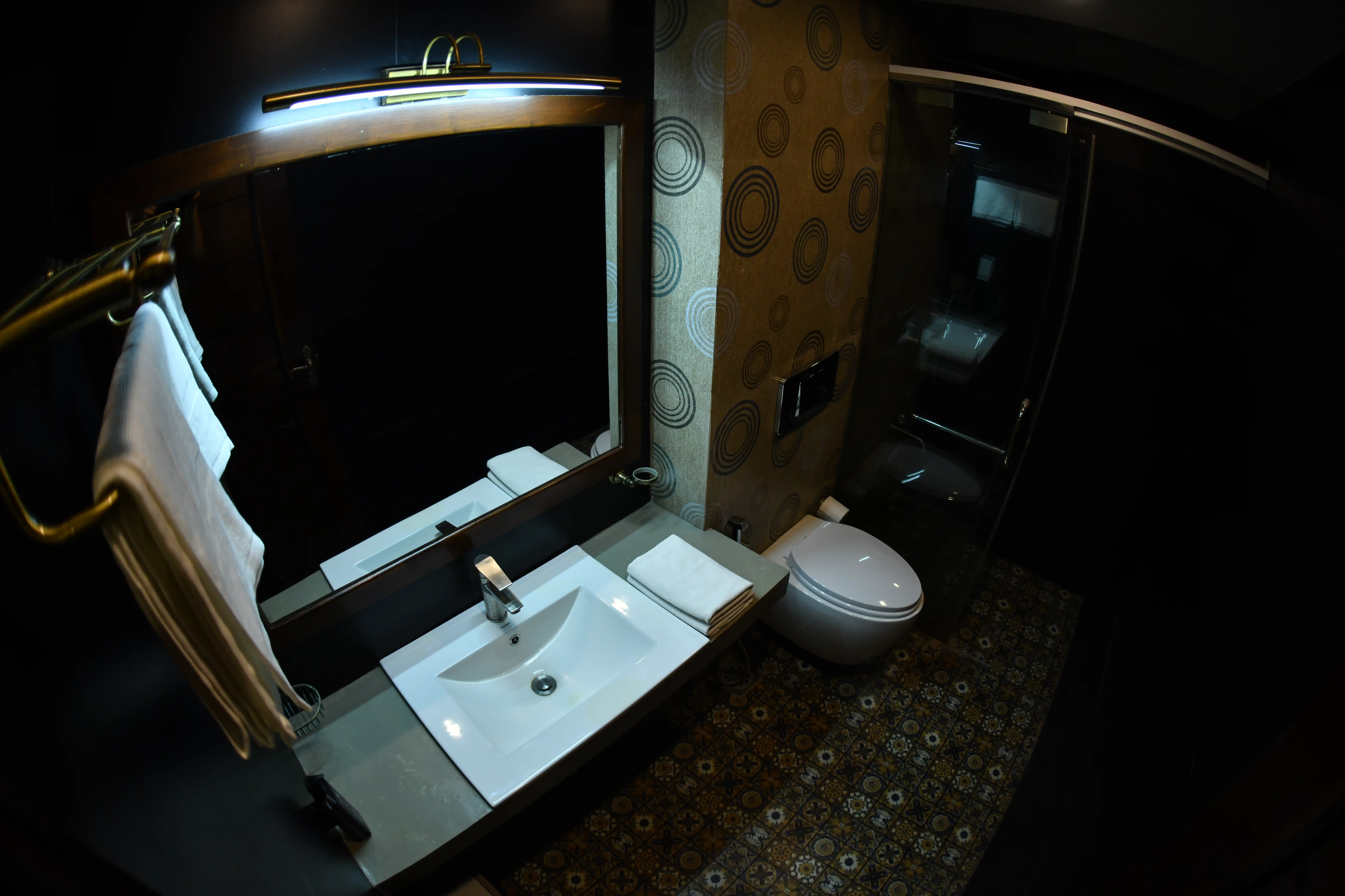 Modern bathroom sink and vanity at Hiriketiya Beach Resort for comfortable Hiriketiya accommodation