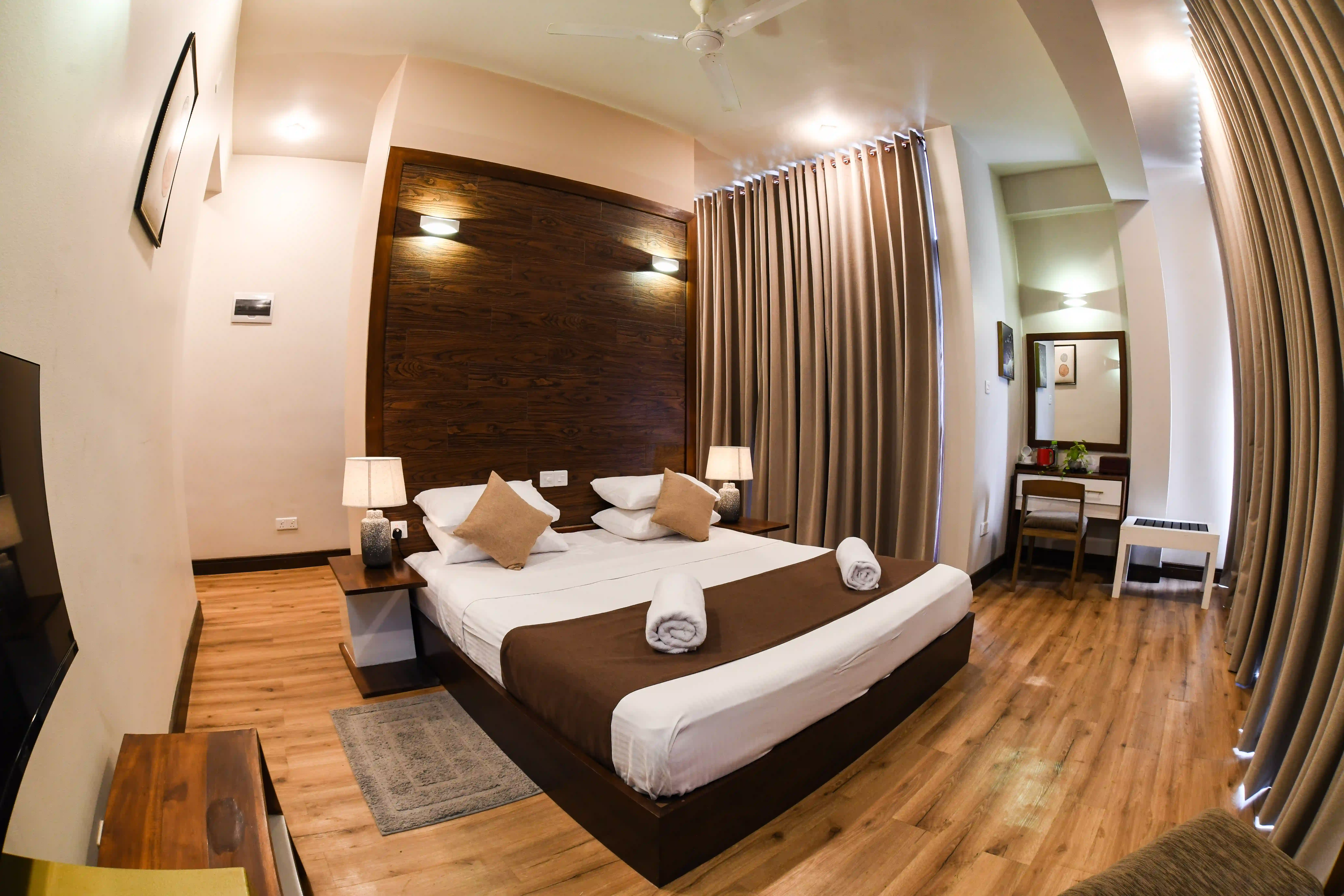 Double room at Hiriketiya Beach Resort with modern amenities in Hiriketiya