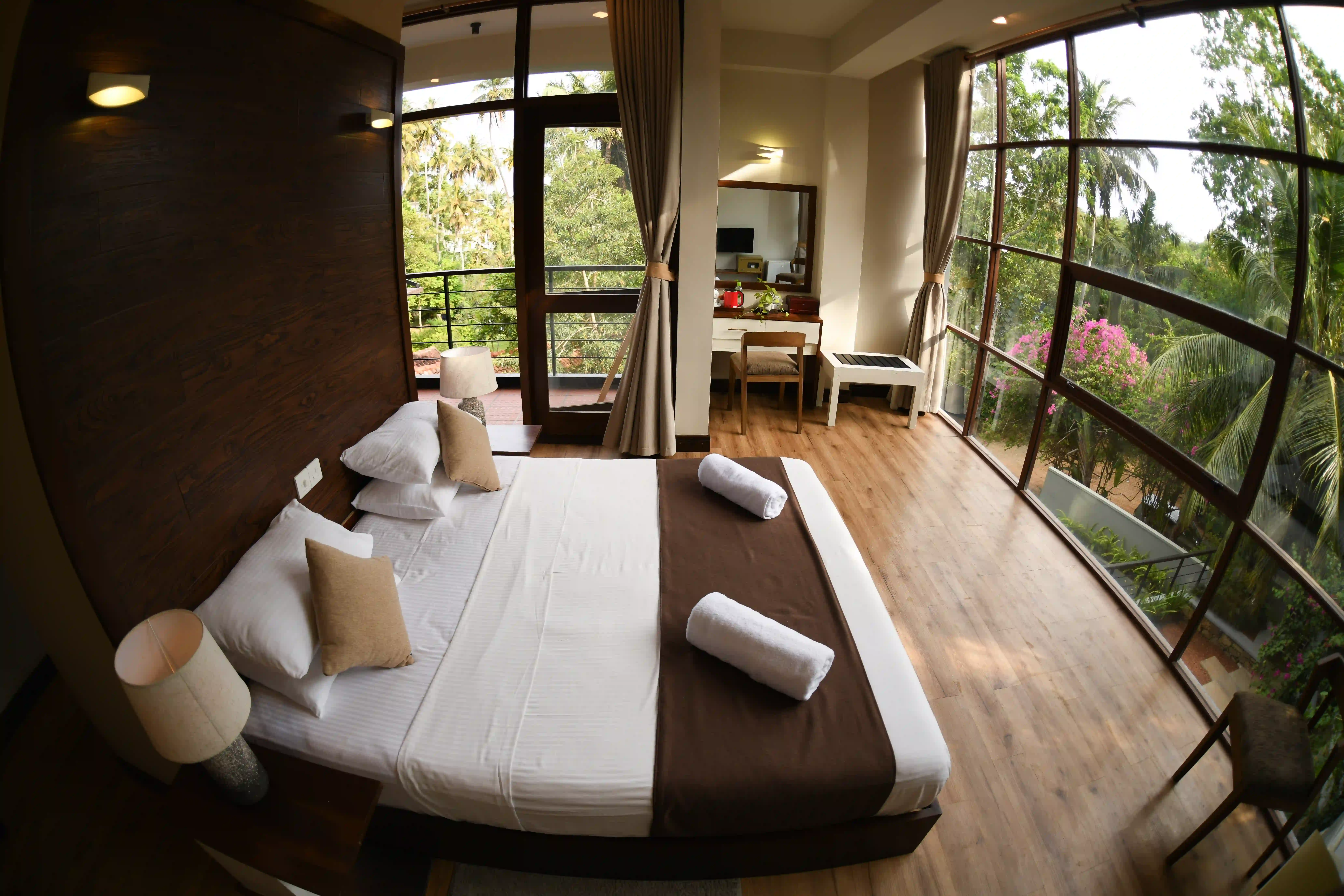 Double room at Hiriketiya Beach Resort with modern amenities in Hiriketiya