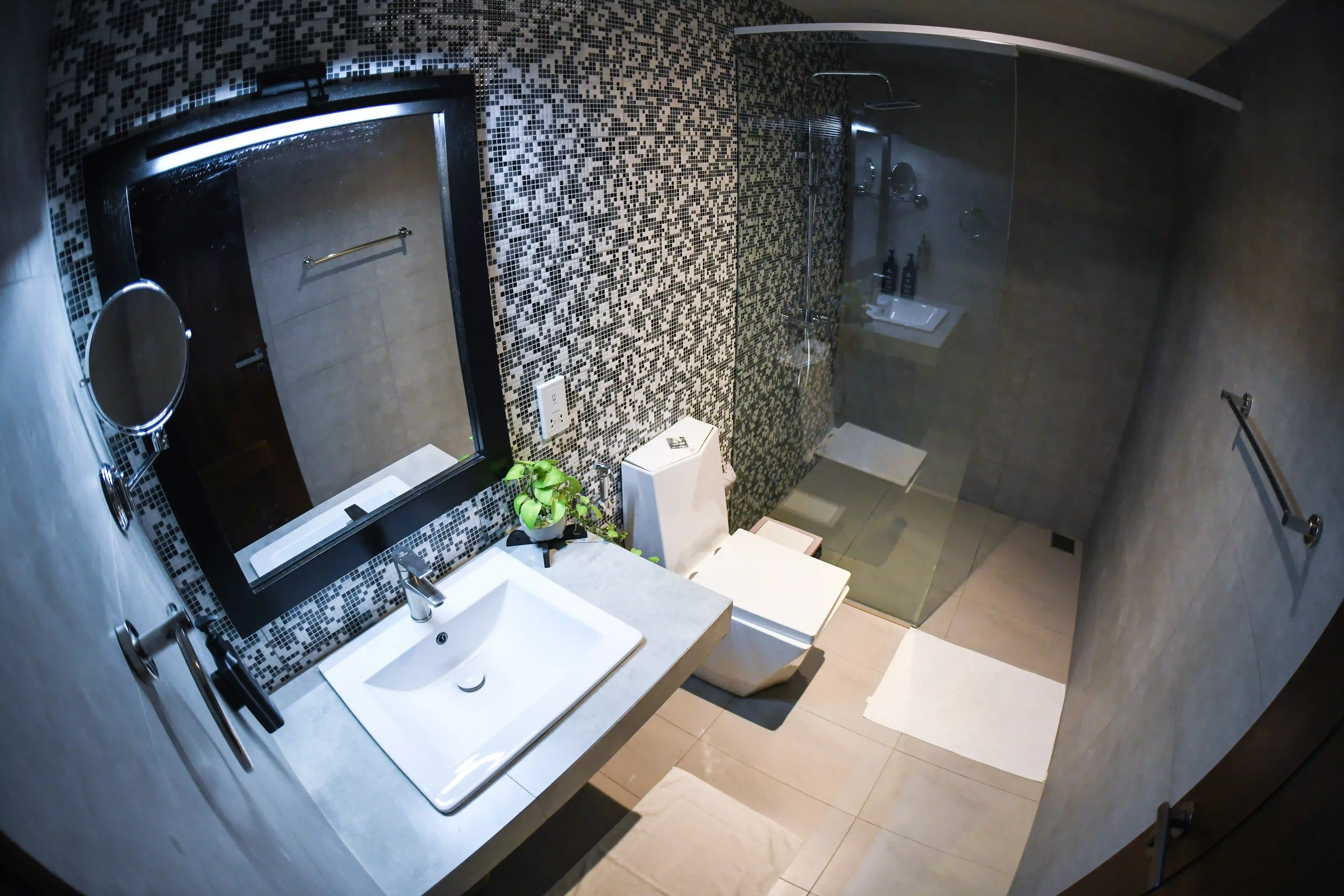 Modern bathroom sink and vanity at Hiriketiya Beach Resort for comfortable Hiriketiya accommodation