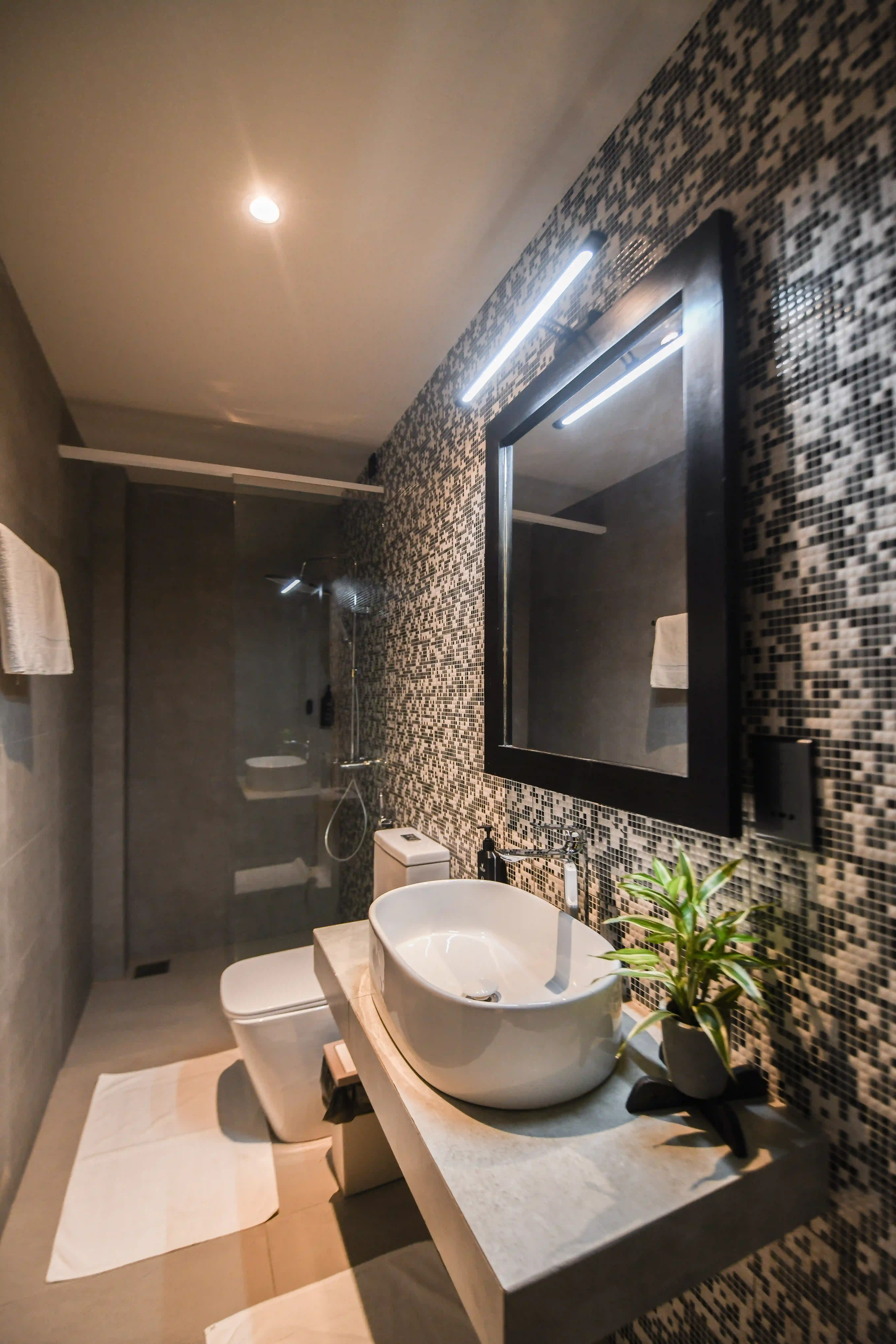 Modern bathroom sink and vanity at Hiriketiya Beach Resort for comfortable Hiriketiya accommodation
