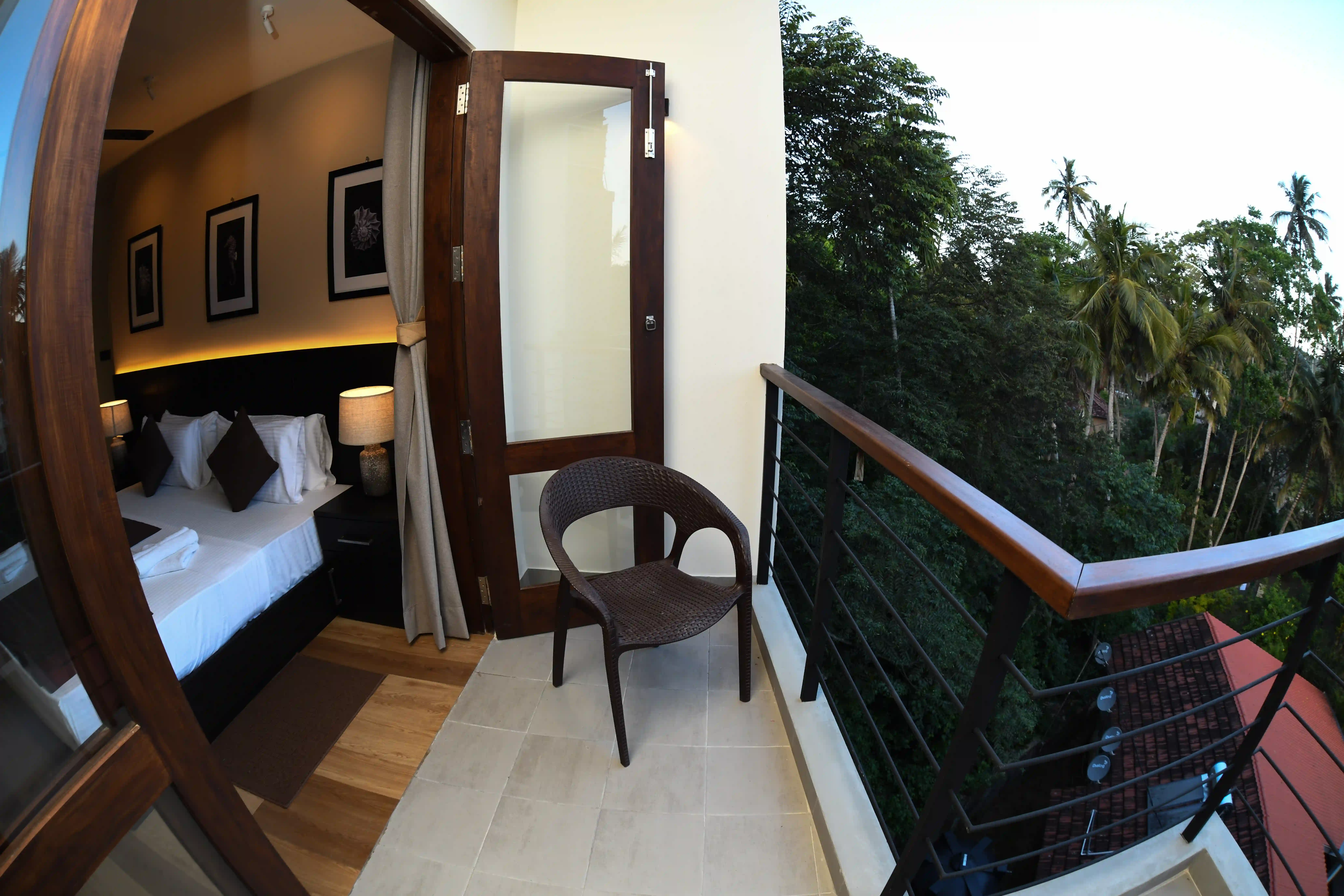 Private balcony seating area at Hiriketiya Beach Resort for comfortable Hiriketiya accommodation