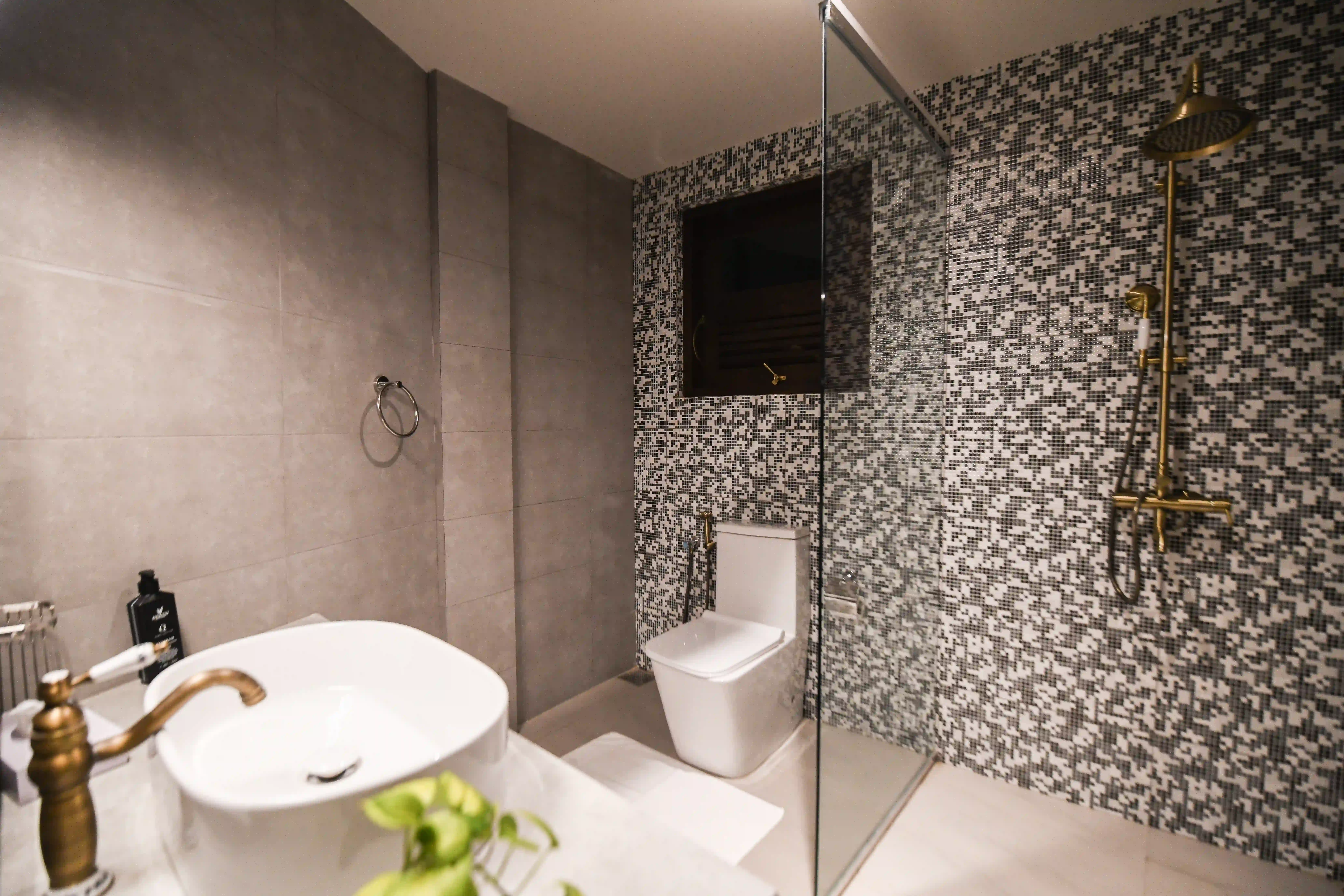 Modern bathroom with toilet and shower at Hiriketiya Beach Resort for comfortable Hiriketiya accommodation