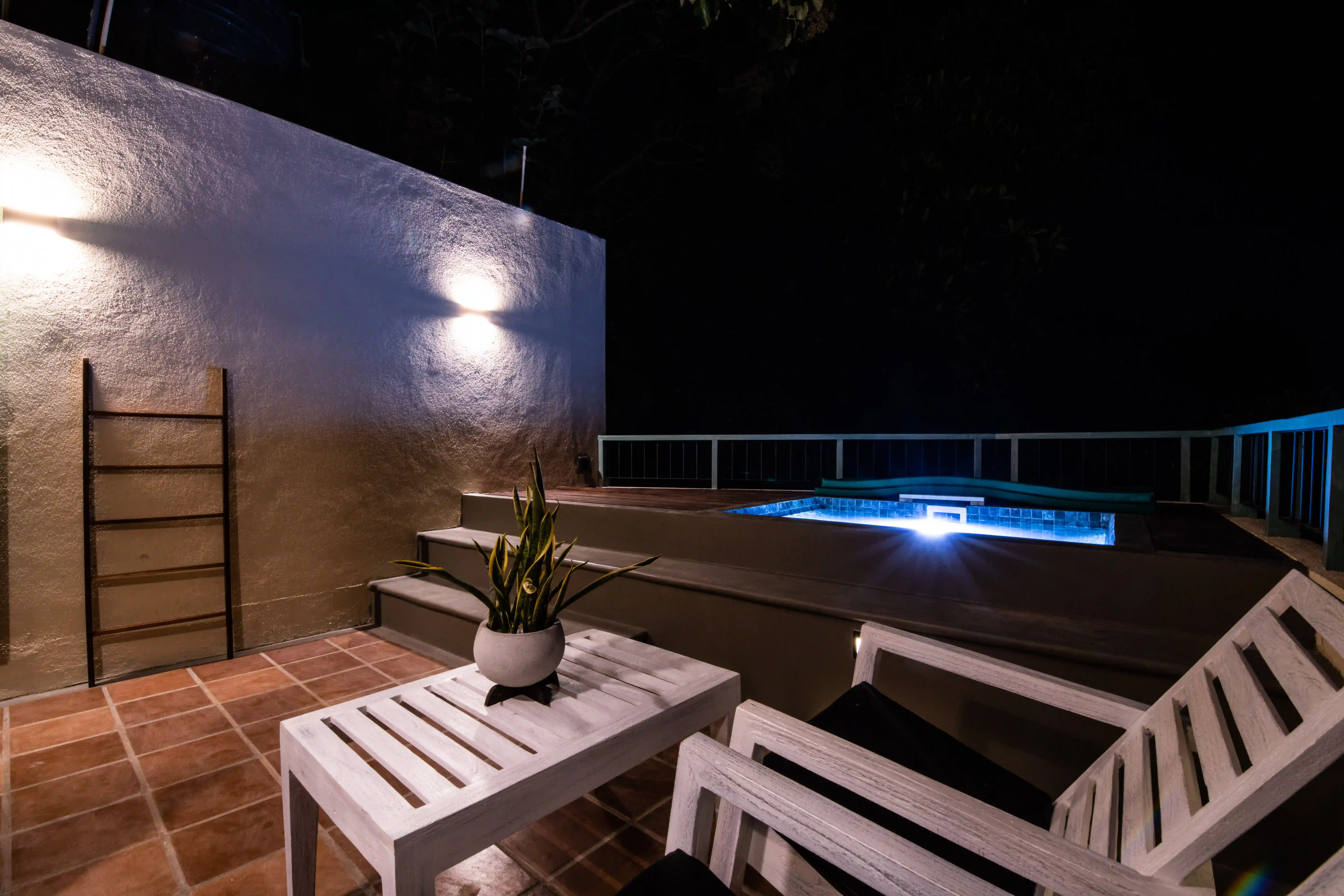 Private balcony jacuzzi at Hiriketiya Beach Resort for premium Hiriketiya accommodation