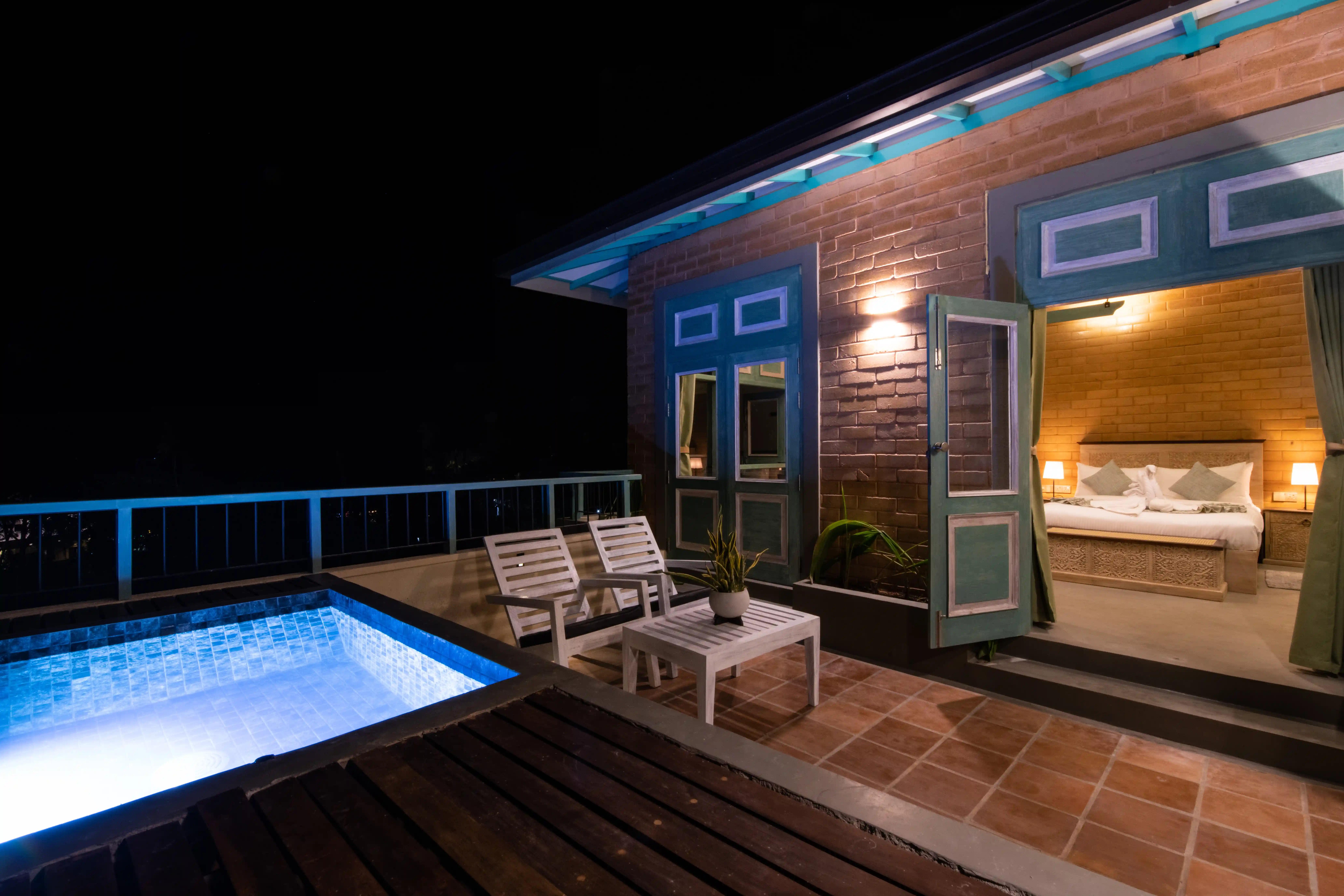 Private terrace with jacuzzi at Hiriketiya Beach Resort for luxury Hiriketiya accommodation