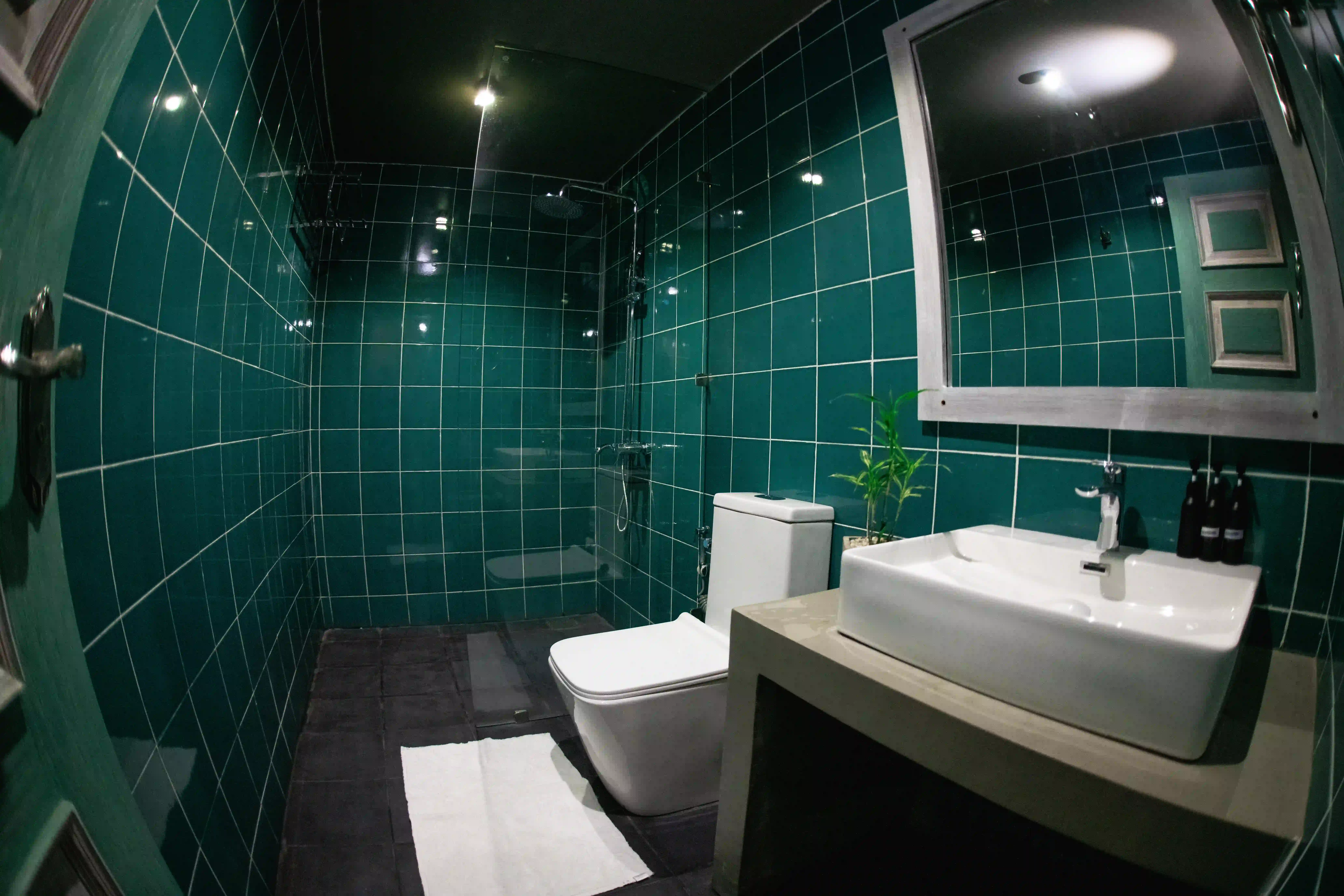 Modern bathroom with shower at Hiriketiya Beach Resort for comfortable Hiriketiya accommodation