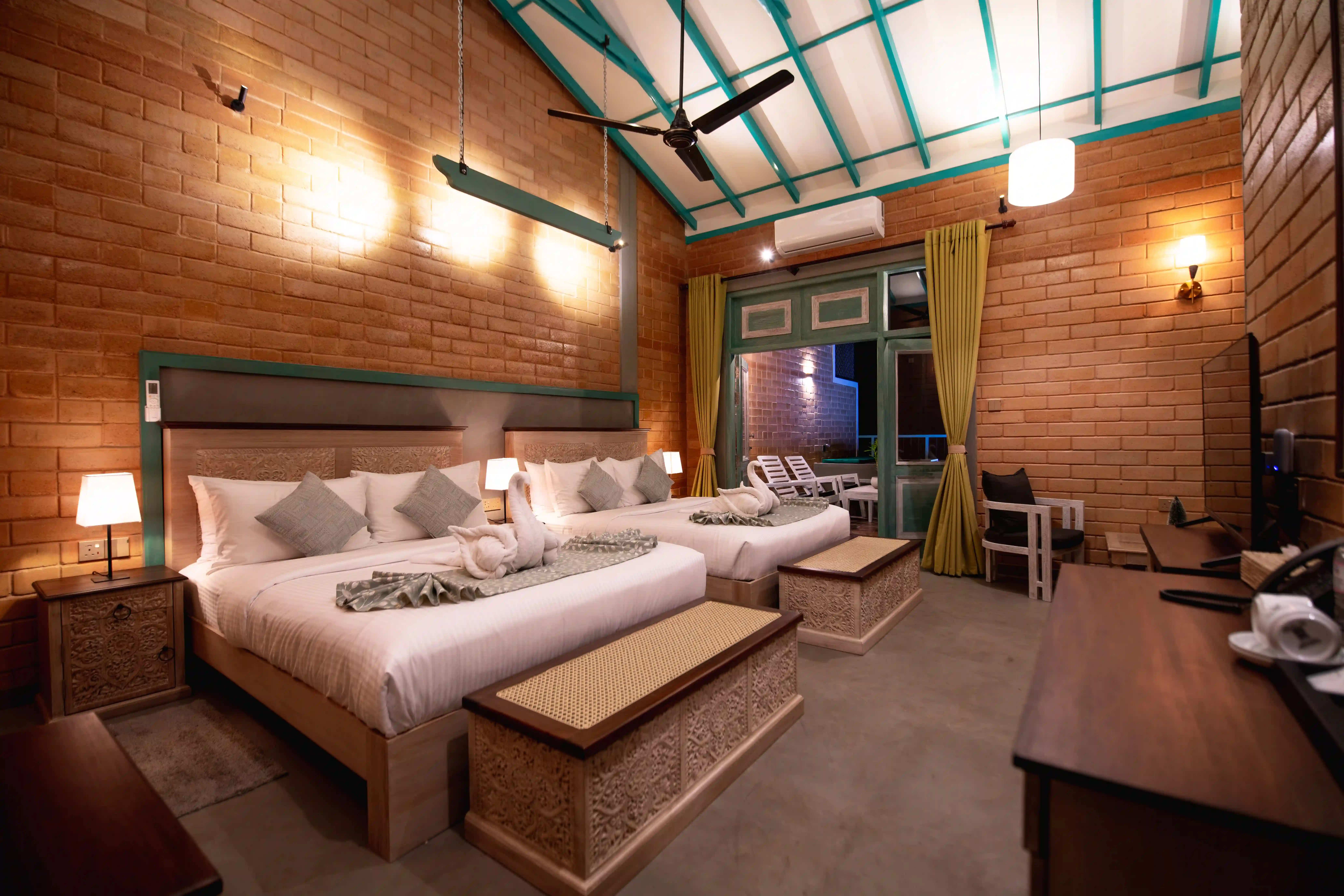 Deluxe Family Room with Balcony at Hiriketiya Beach Resort with modern amenities in Hiriketiya