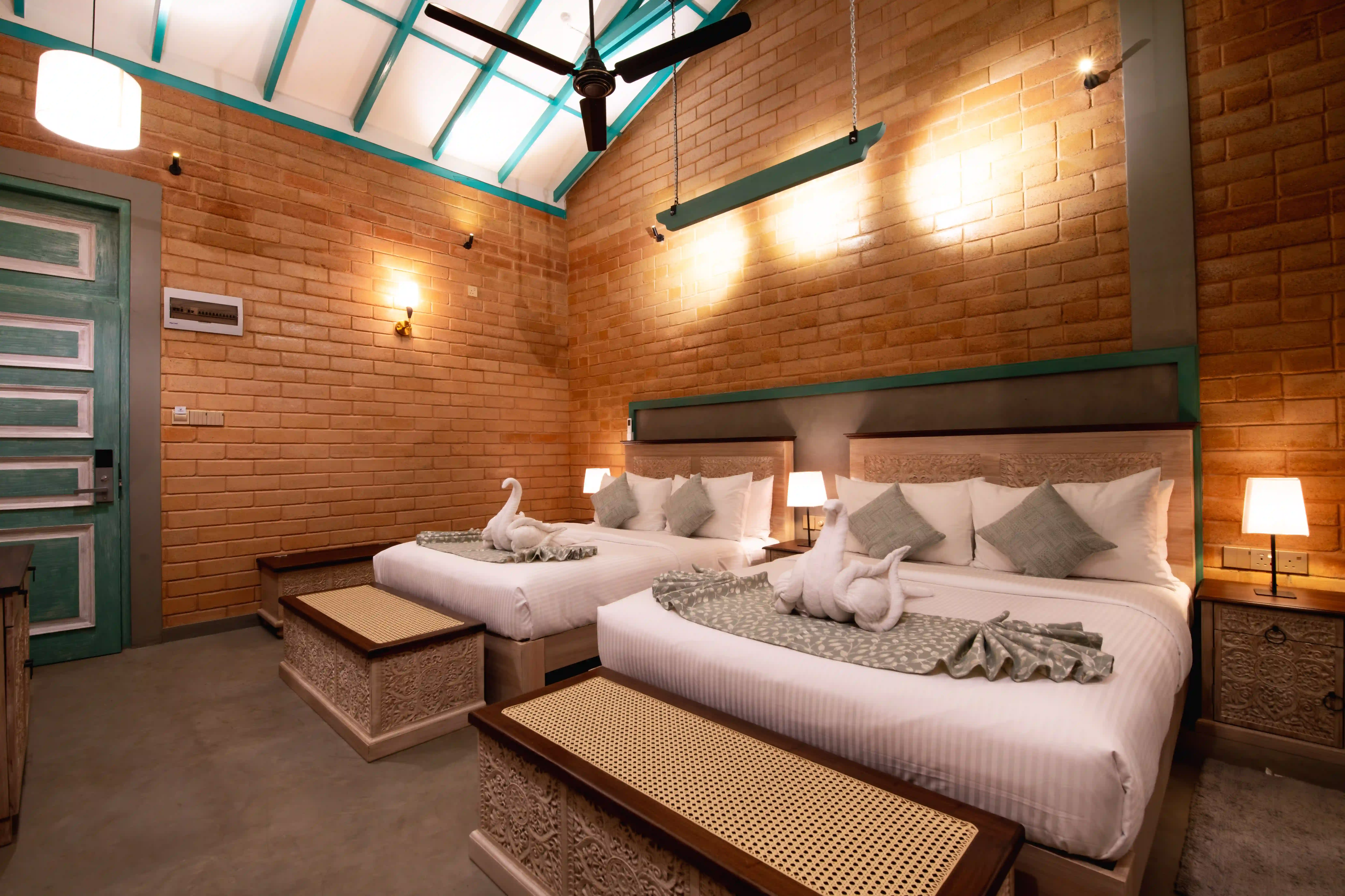 Deluxe Family Room with Balcony at Hiriketiya Beach Resort with modern amenities in Hiriketiya