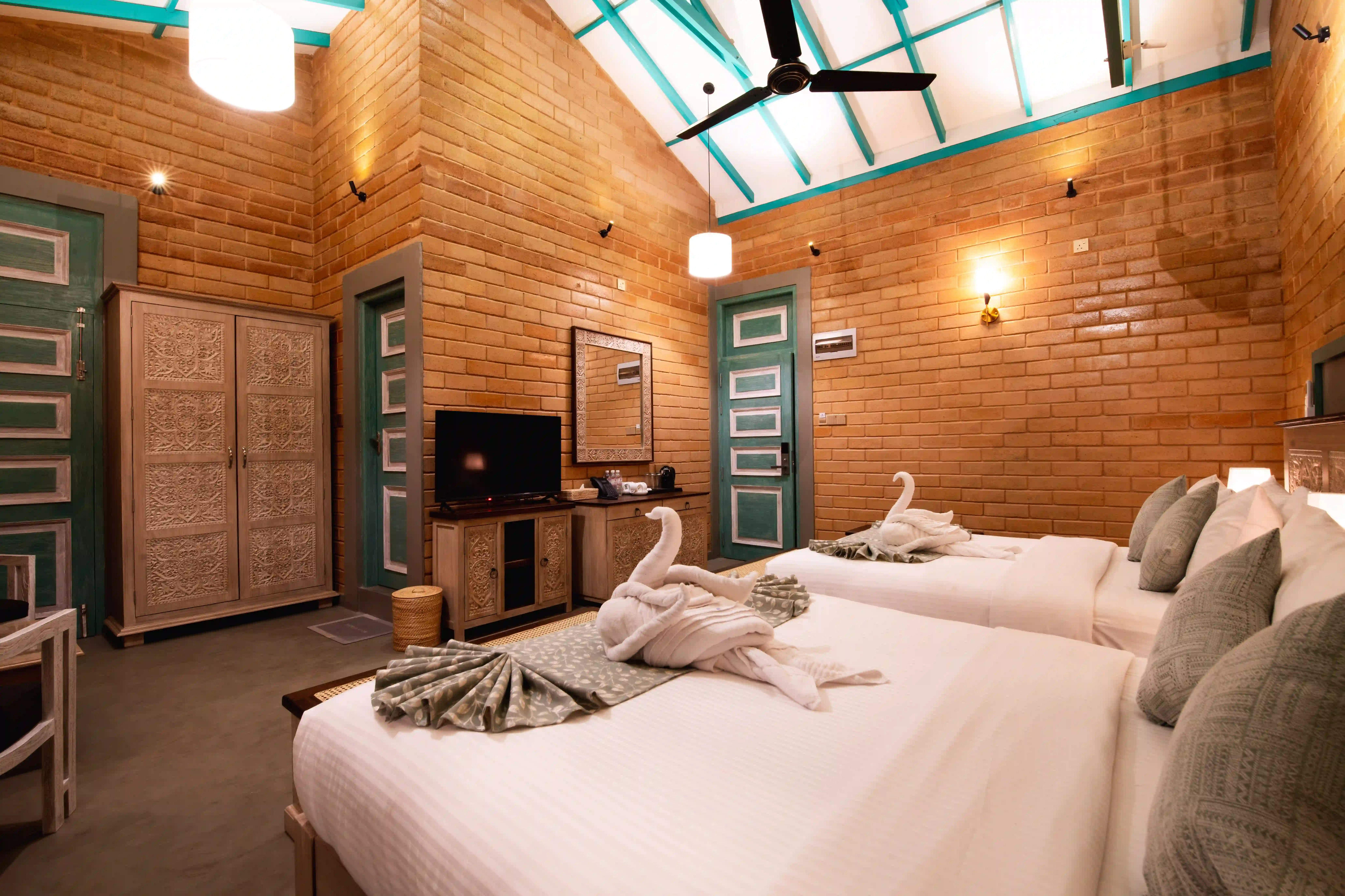 Deluxe Family Room with Balcony at Hiriketiya Beach Resort with modern amenities in Hiriketiya