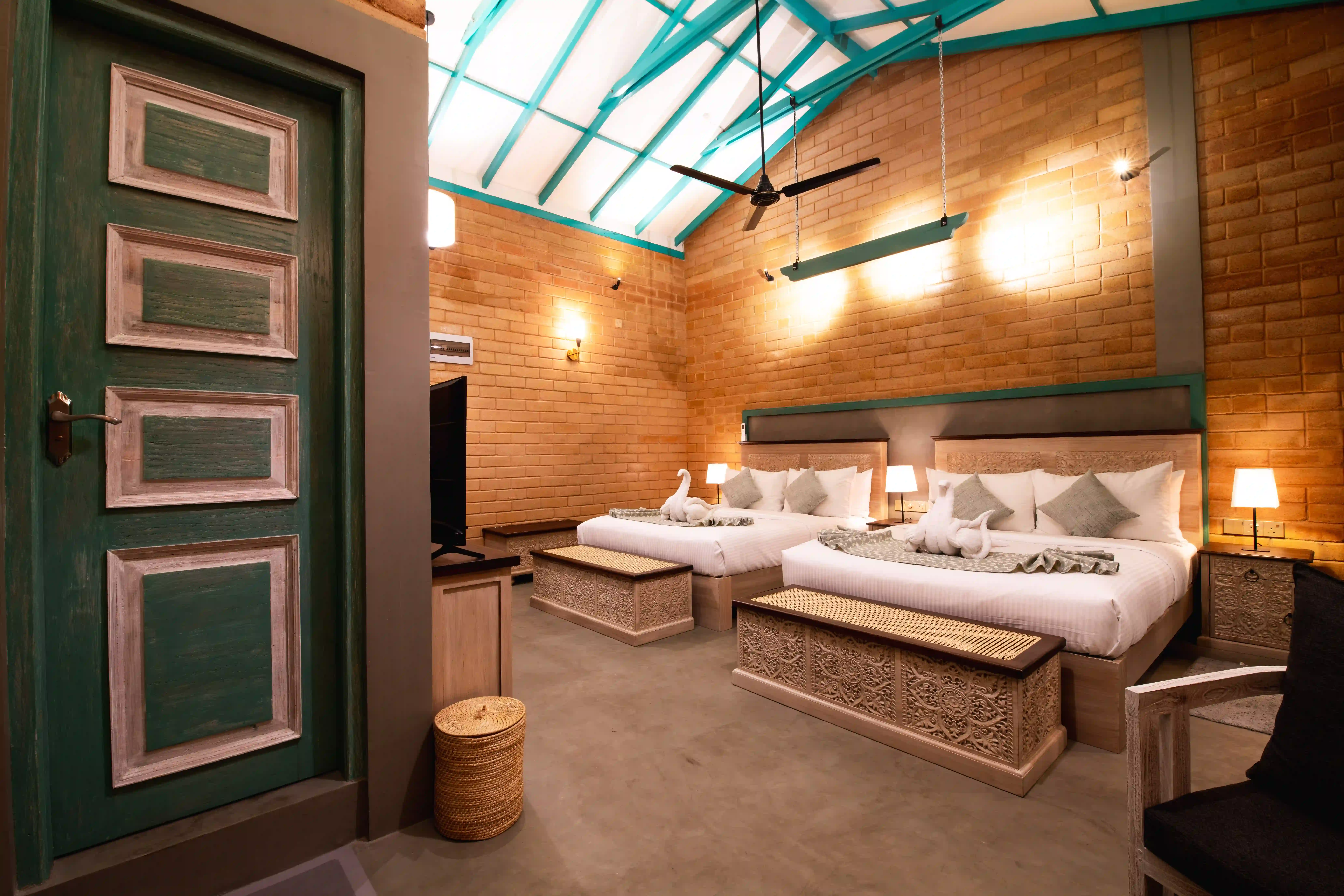 Deluxe Family Room with Balcony at Hiriketiya Beach Resort with modern amenities in Hiriketiya