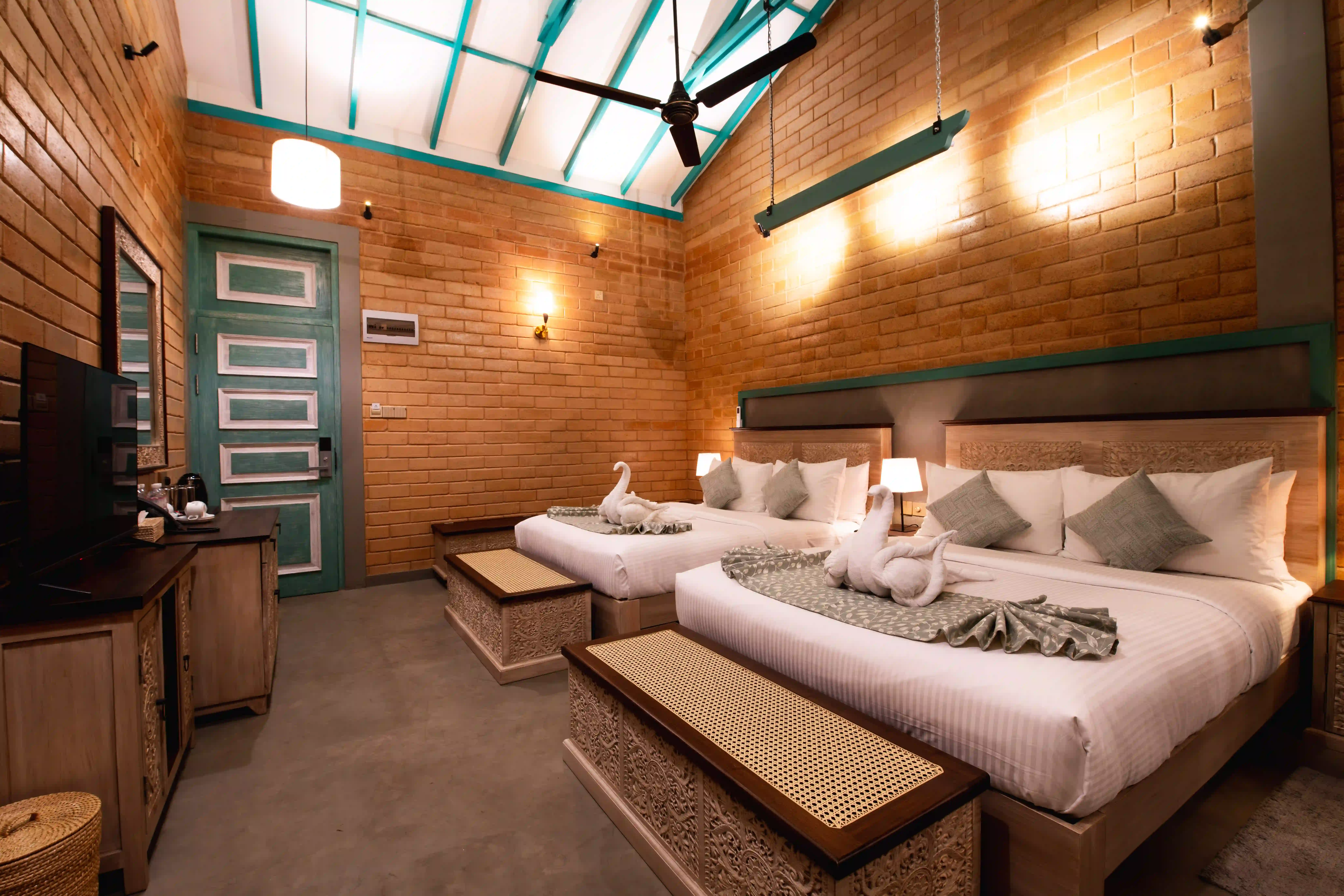 Deluxe Family Room with Balcony at Hiriketiya Beach Resort with modern amenities in Hiriketiya