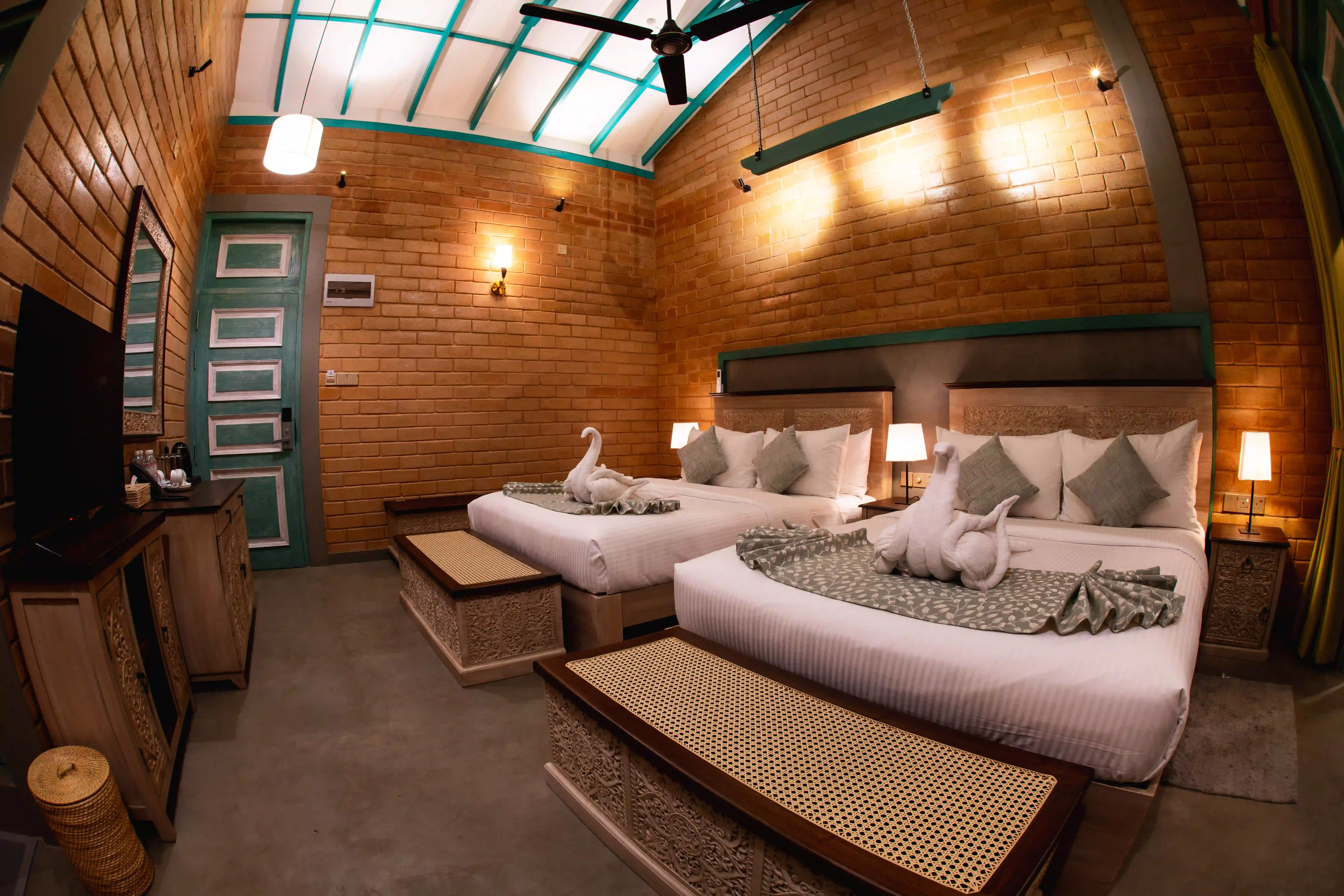 Deluxe Family Room with Balcony at Hiriketiya Beach Resort with modern amenities in Hiriketiya