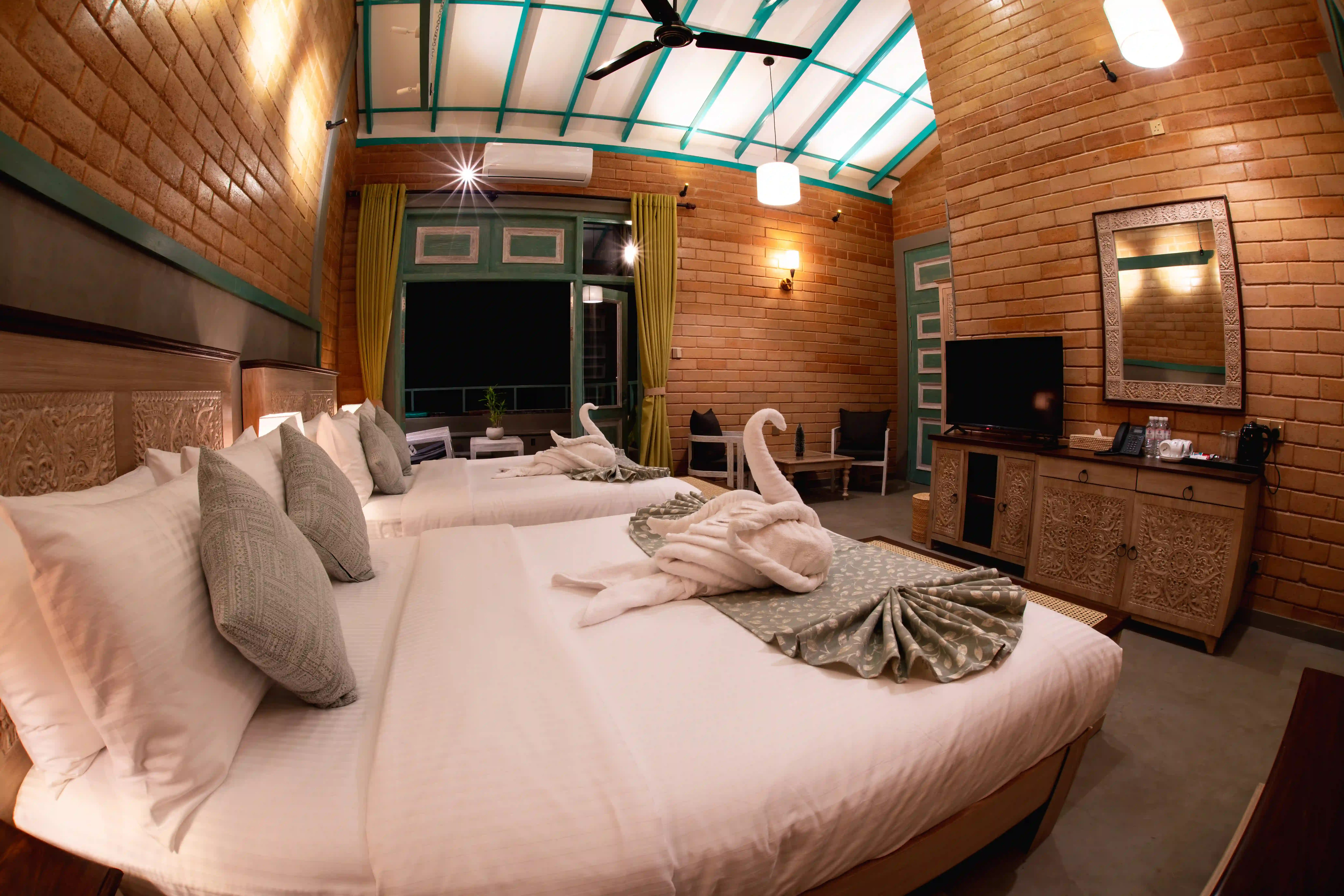 Deluxe Family Room with Balcony at Hiriketiya Beach Resort with modern amenities in Hiriketiya