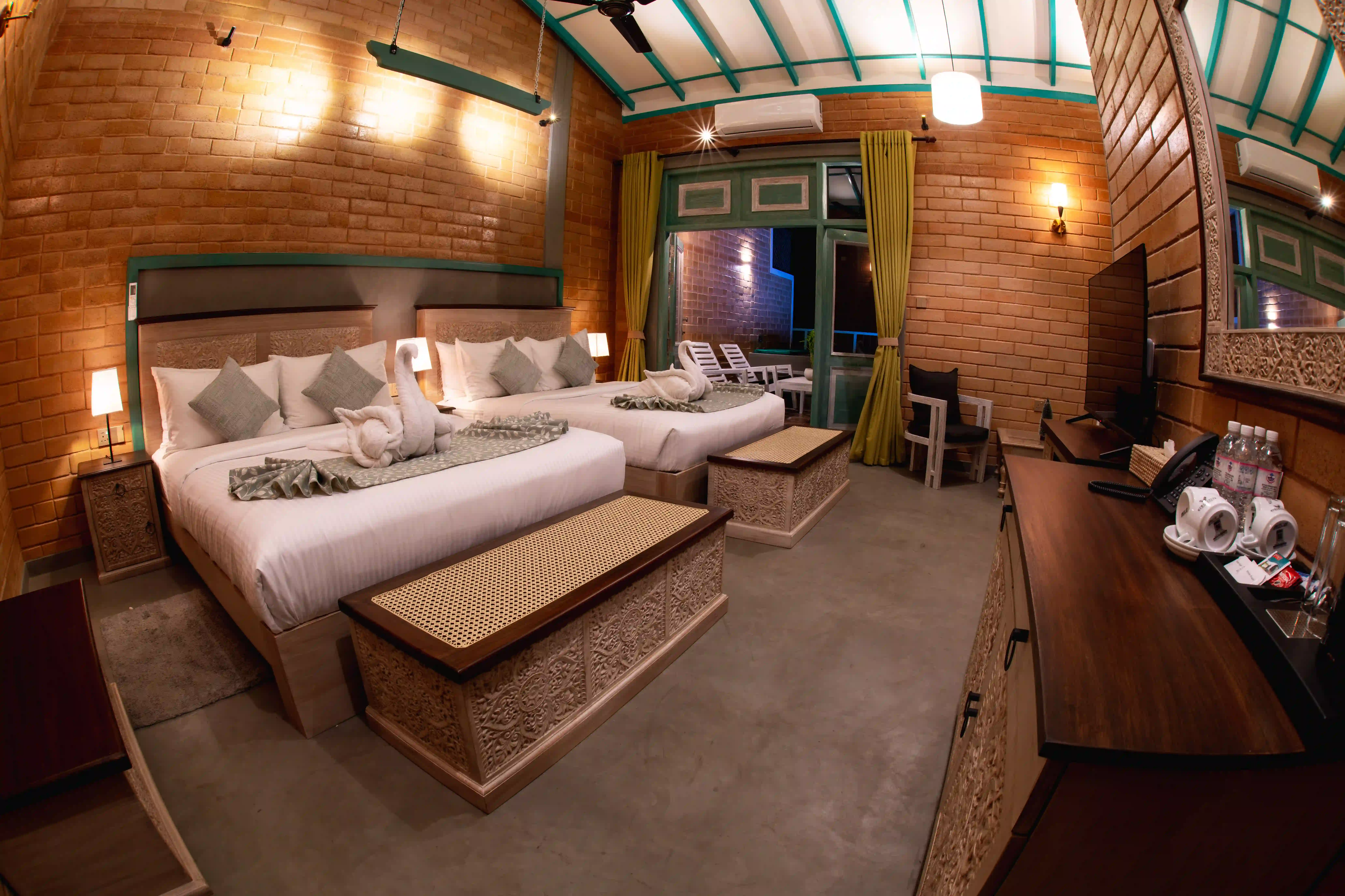 Deluxe Family Room with Balcony at Hiriketiya Beach Resort with modern amenities in Hiriketiya