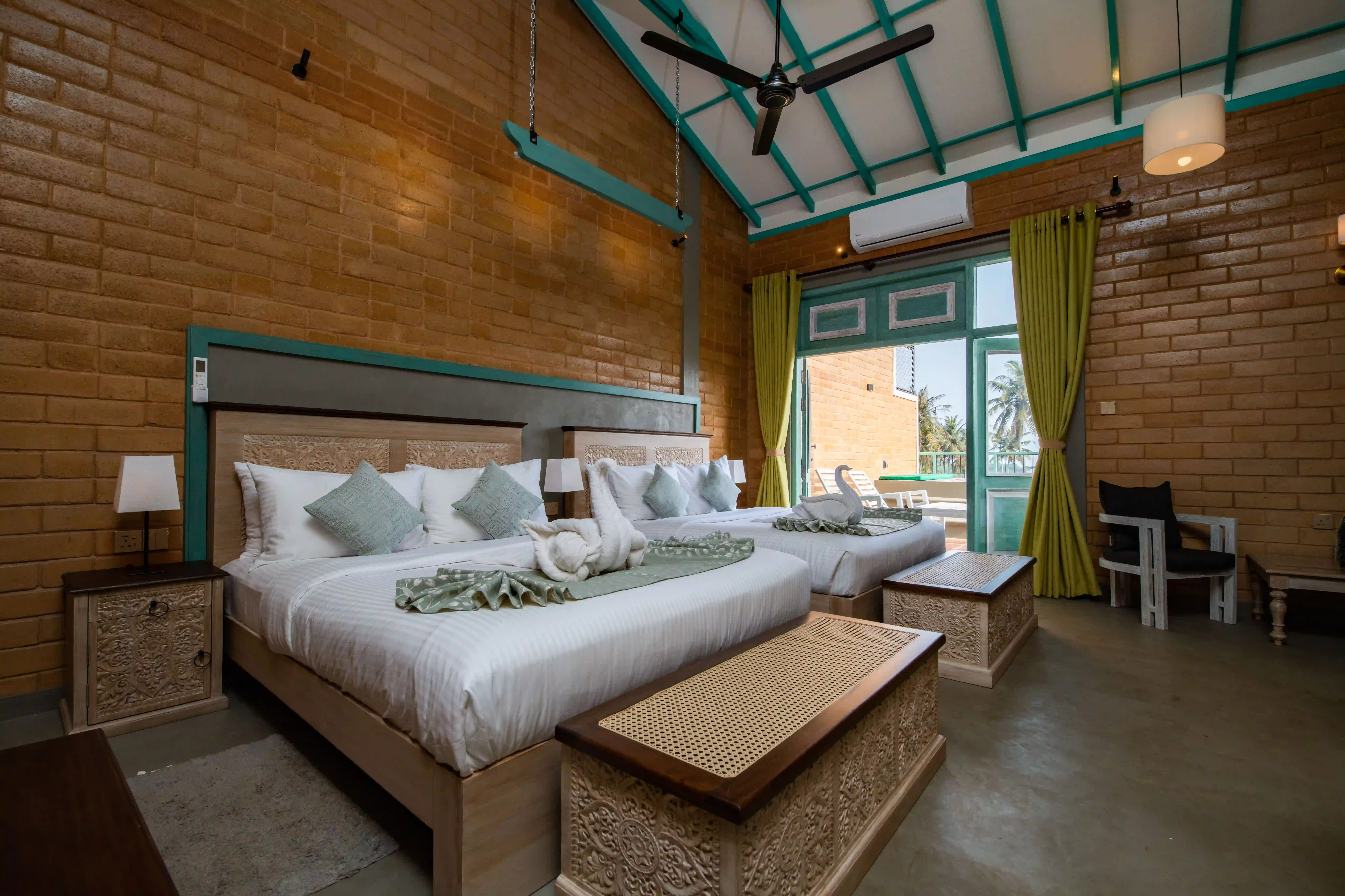 Deluxe Family Room with Balcony at Hiriketiya Beach Resort with modern amenities in Hiriketiya