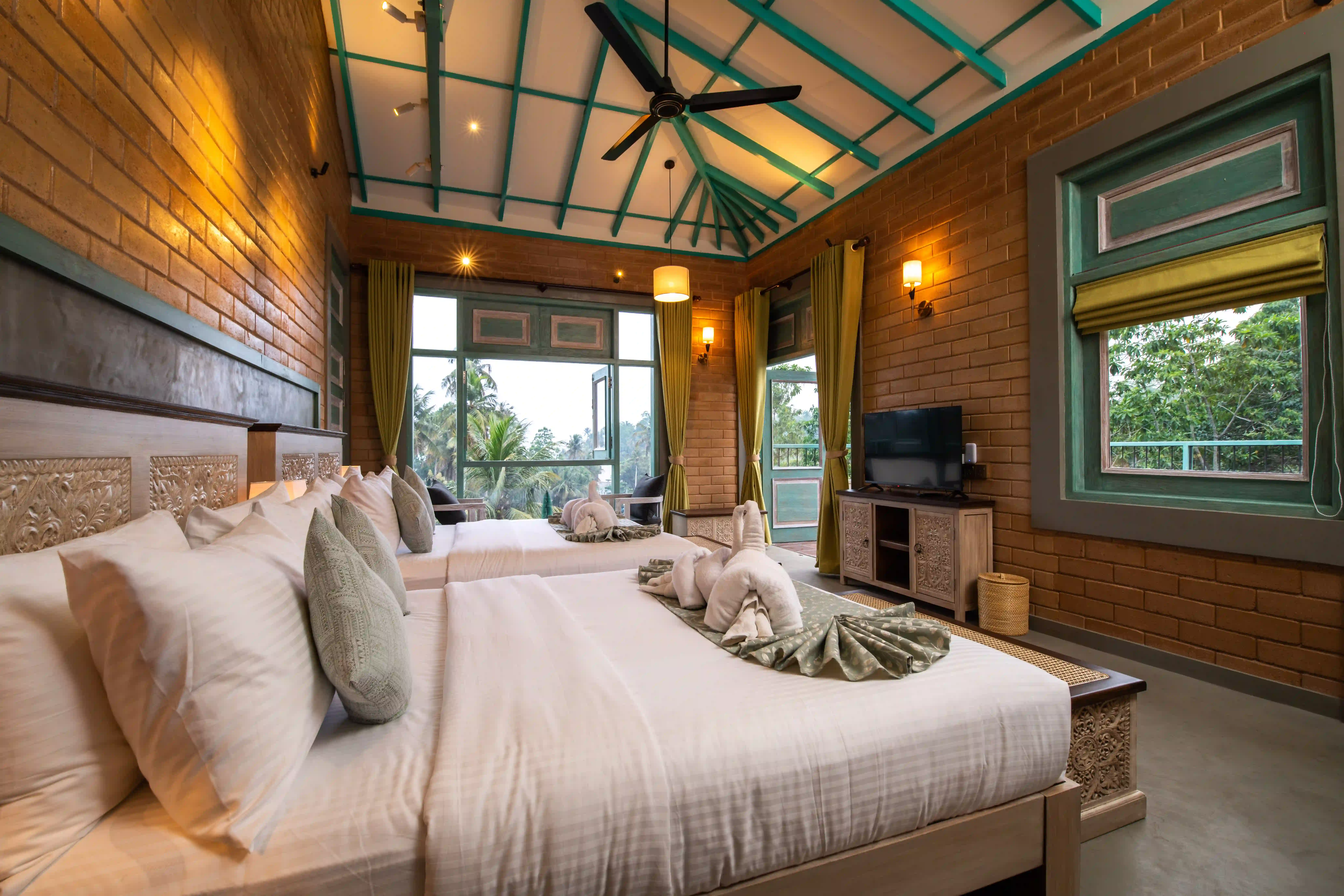 Deluxe Family Room with Balcony at Hiriketiya Beach Resort with modern amenities in Hiriketiya