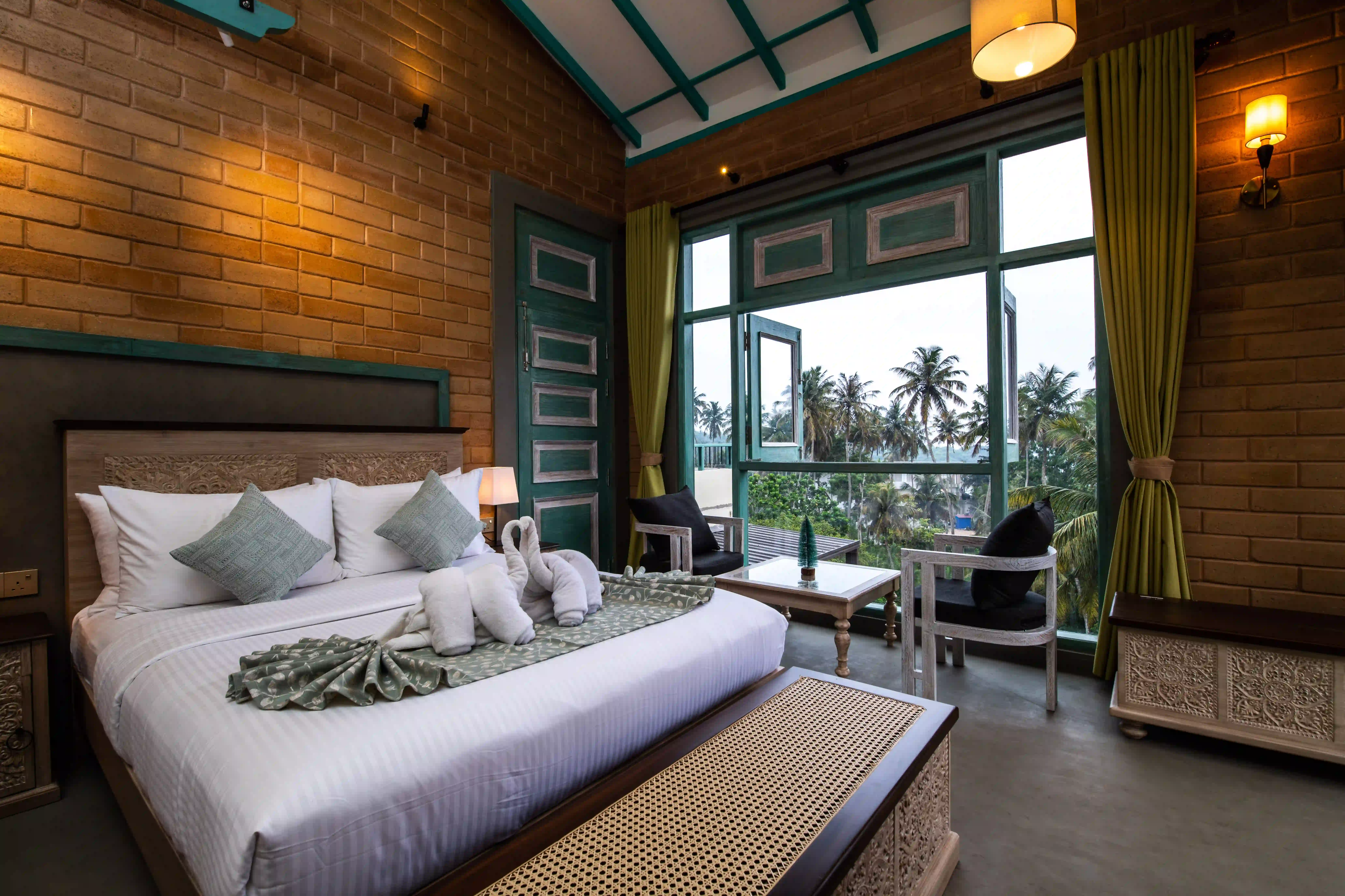 Deluxe Family Room with Balcony at Hiriketiya Beach Resort with modern amenities in Hiriketiya