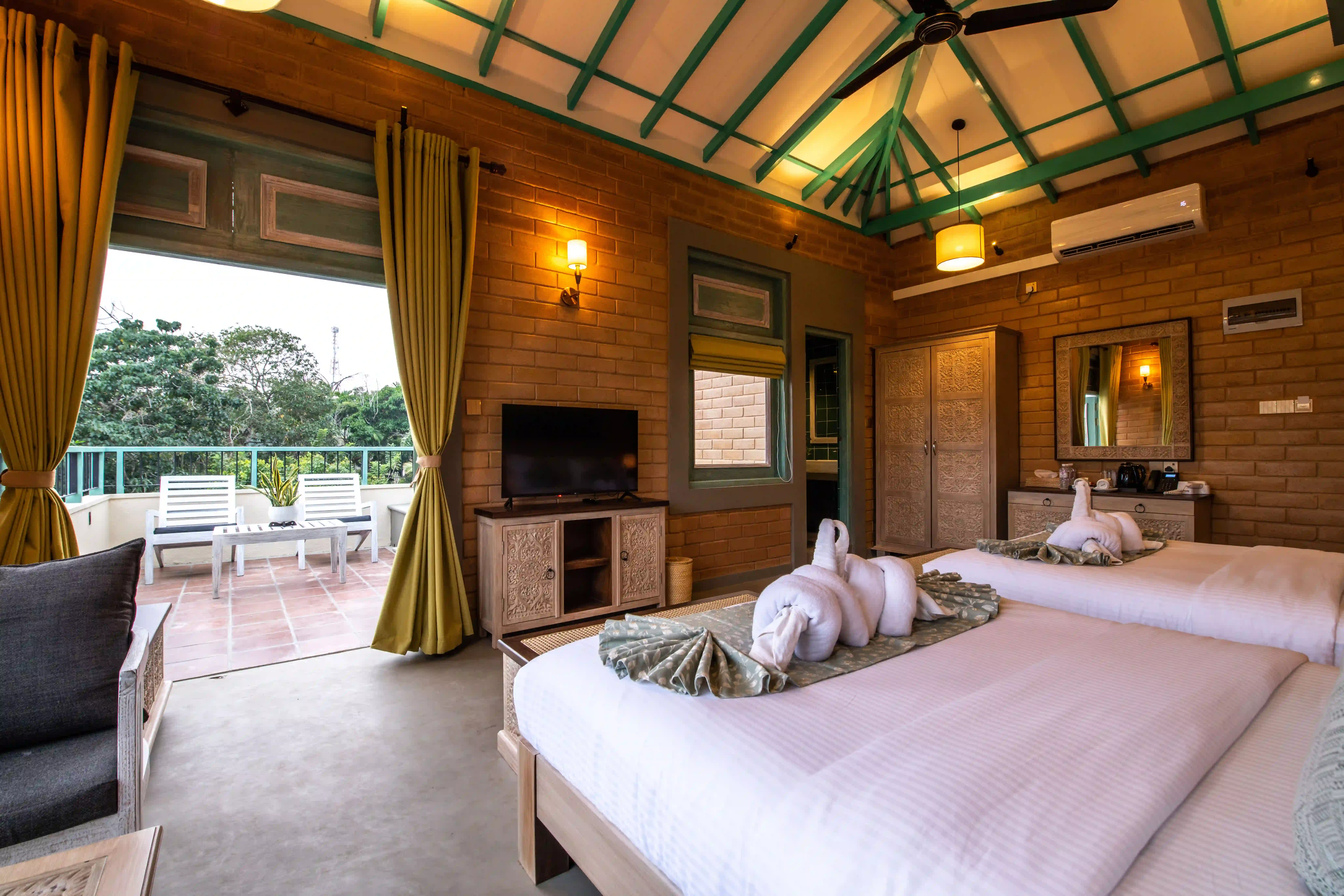 Deluxe Family Room with Balcony at Hiriketiya Beach Resort with modern amenities in Hiriketiya