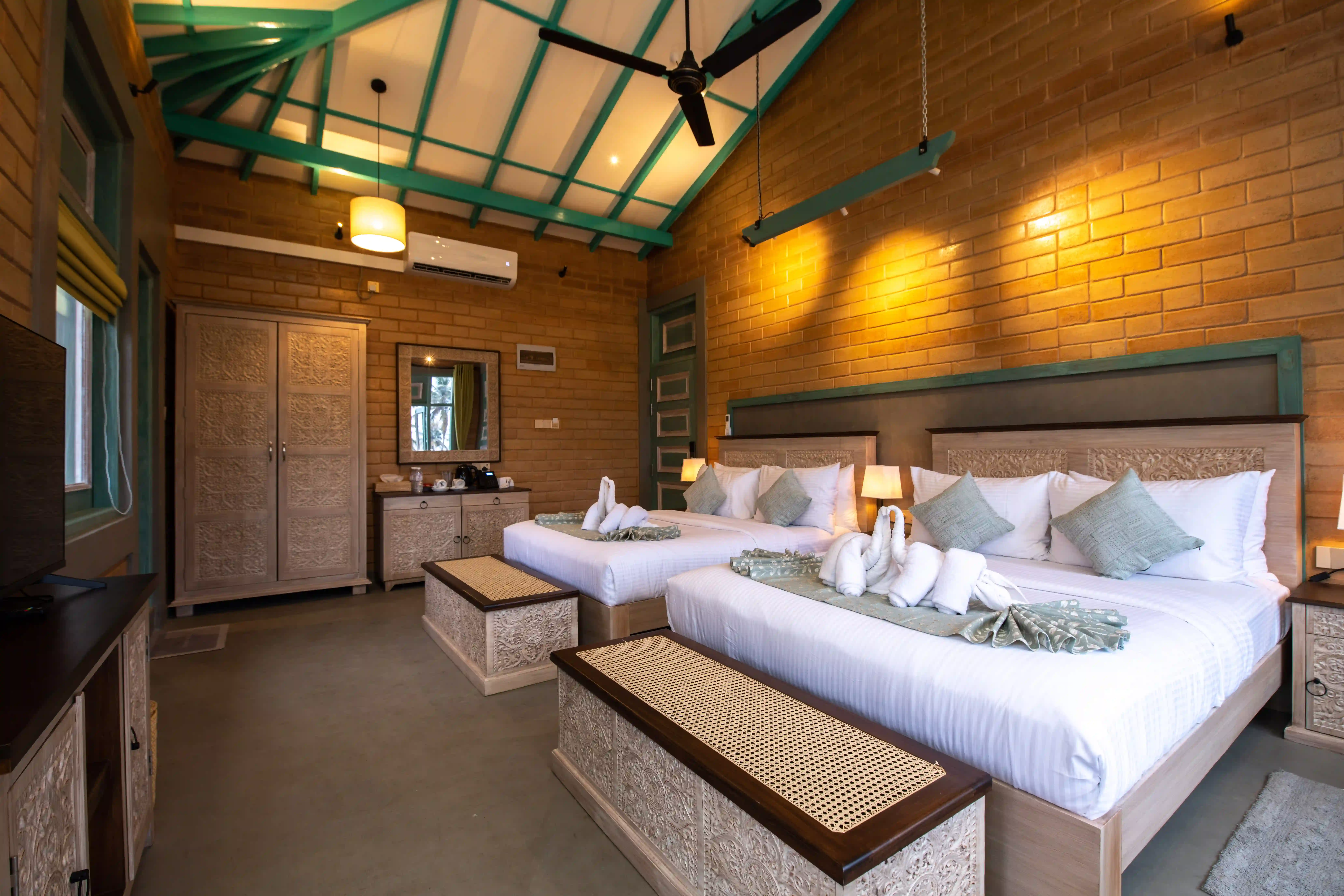 Deluxe Family Room with Balcony at Hiriketiya Beach Resort with modern amenities in Hiriketiya