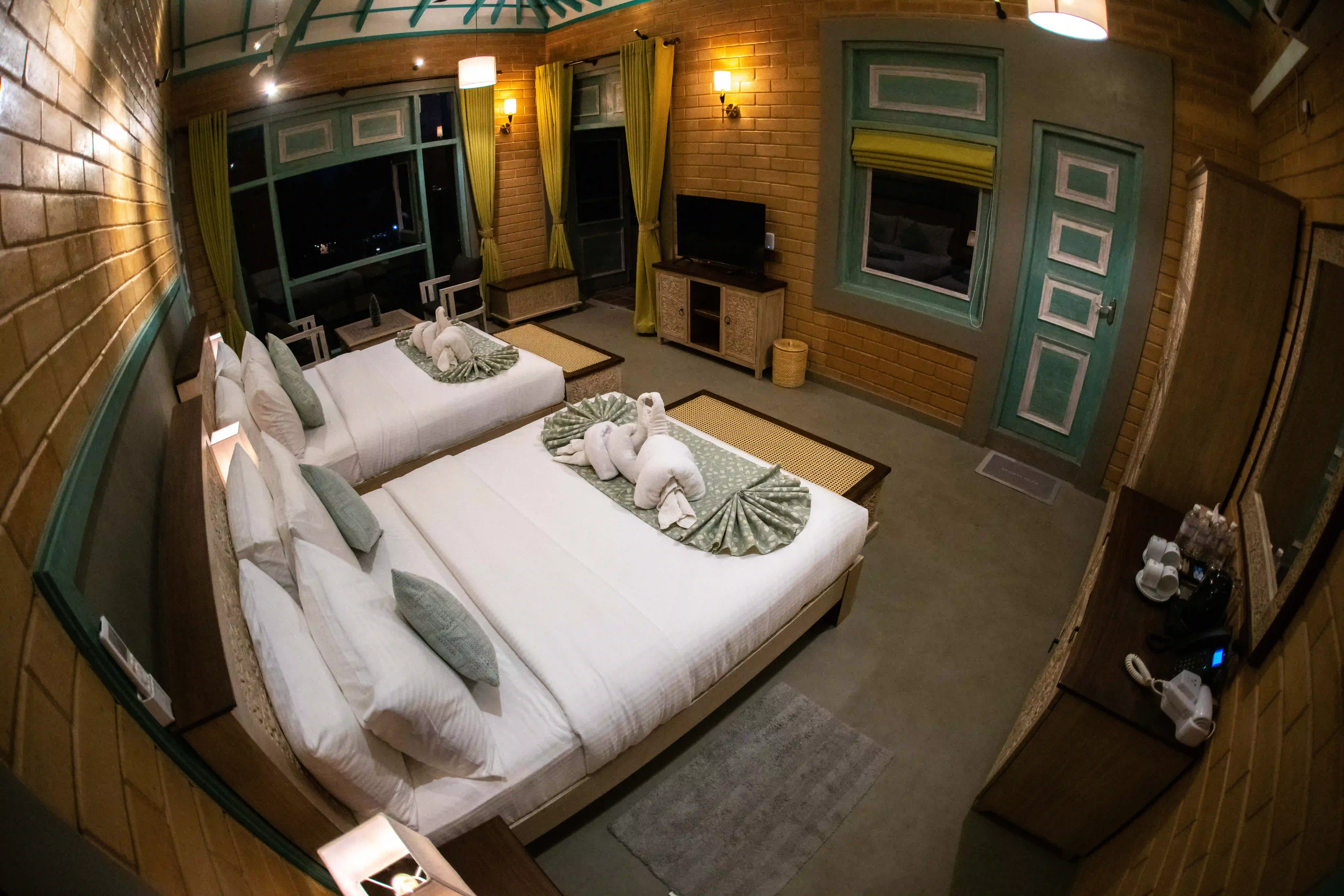 Deluxe Family Room with Balcony at Hiriketiya Beach Resort with modern amenities in Hiriketiya