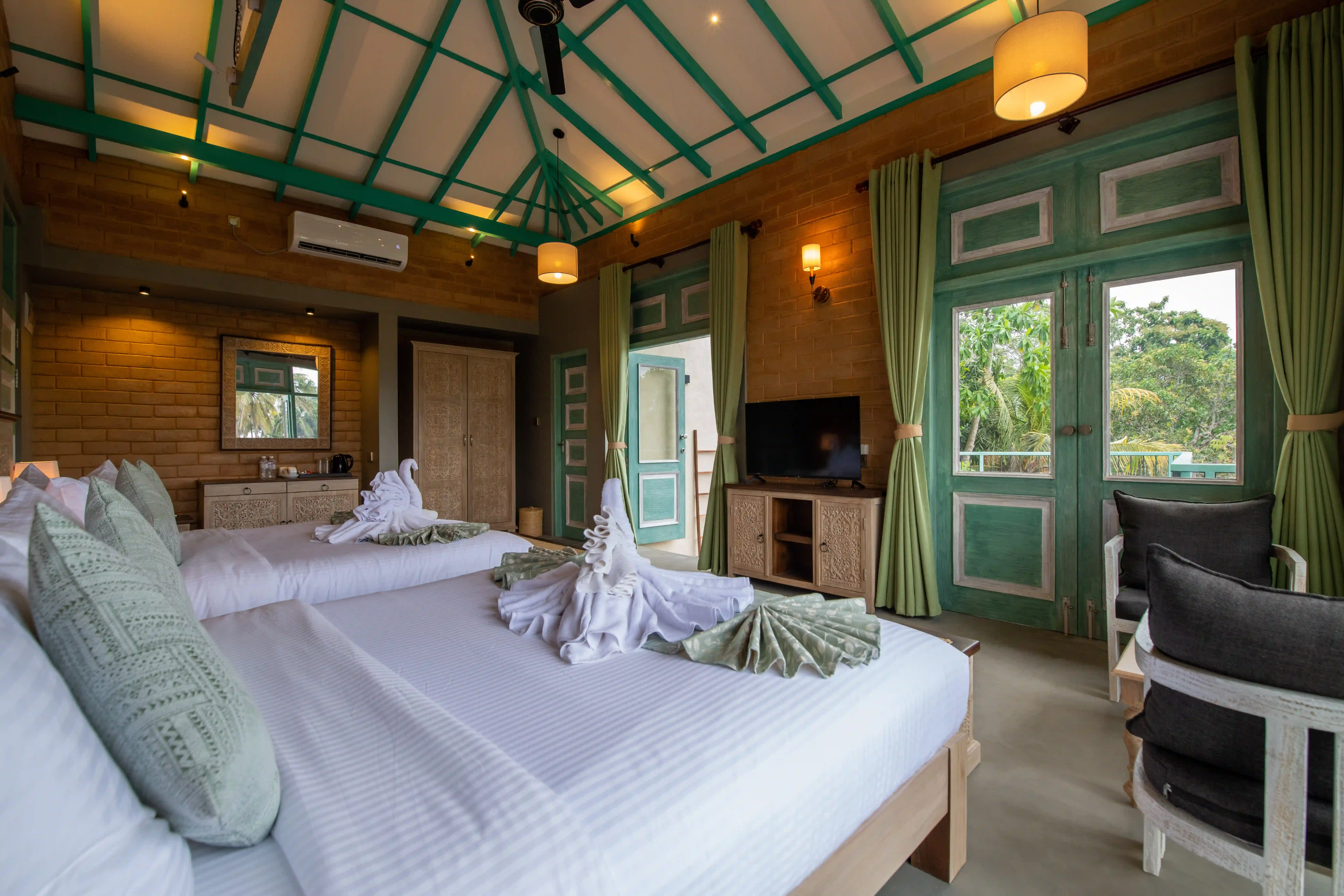 Family Room with Balcony at Hiriketiya Beach Resort with modern amenities in Hiriketiya