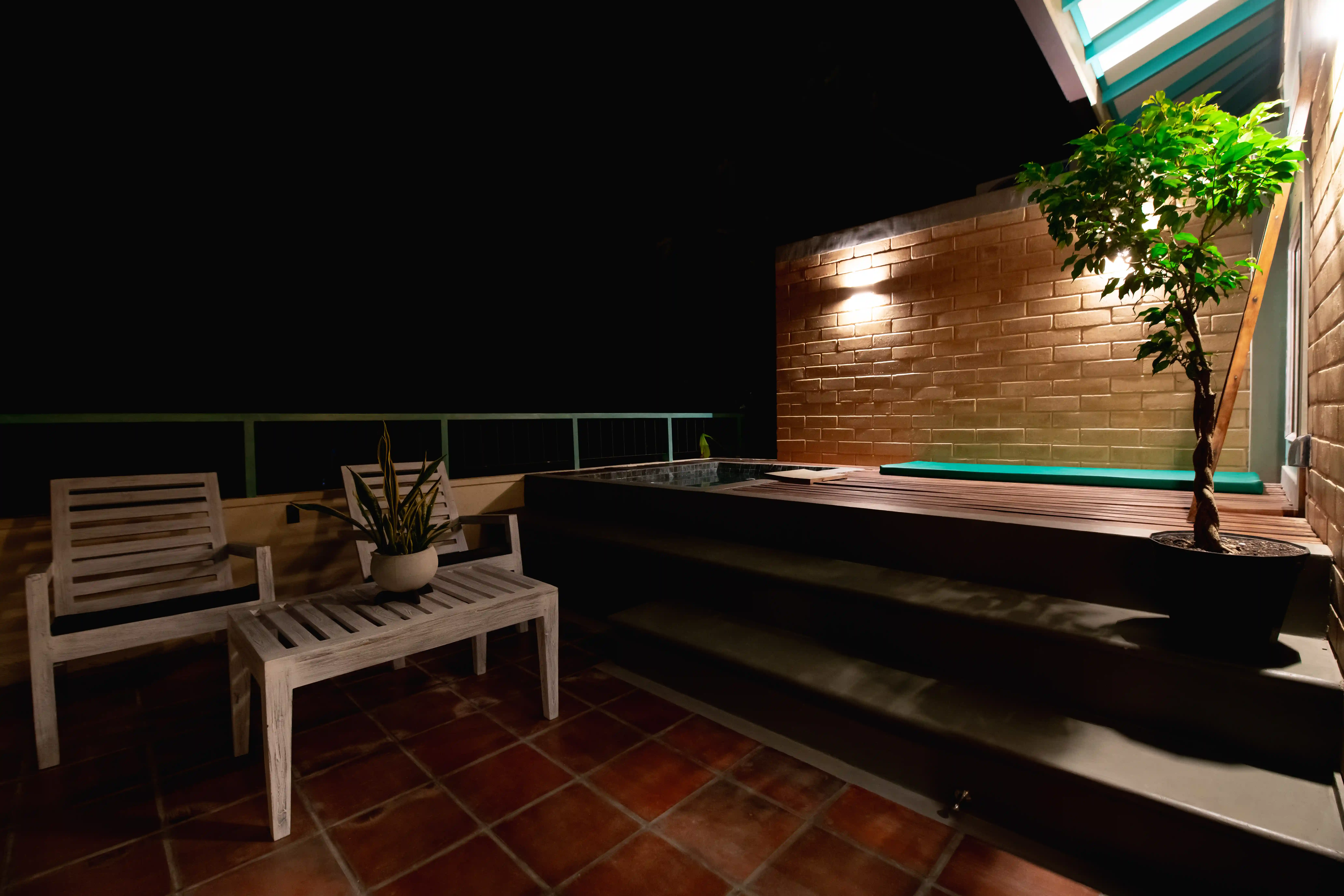 Private balcony jacuzzi at Hiriketiya Beach Resort for premium Hiriketiya accommodation