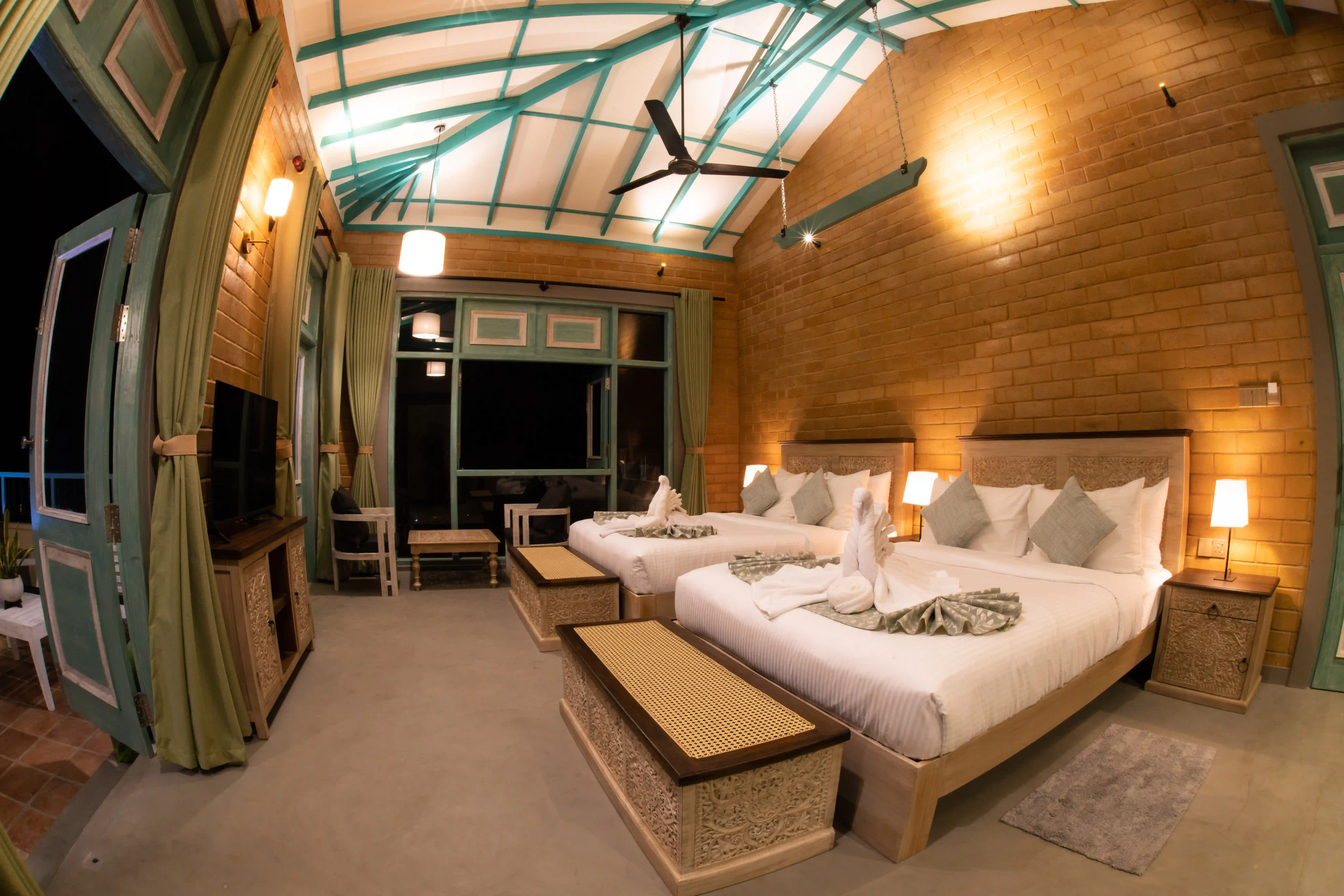 Deluxe Family Room with Balcony at Hiriketiya Beach Resort with modern amenities in Hiriketiya