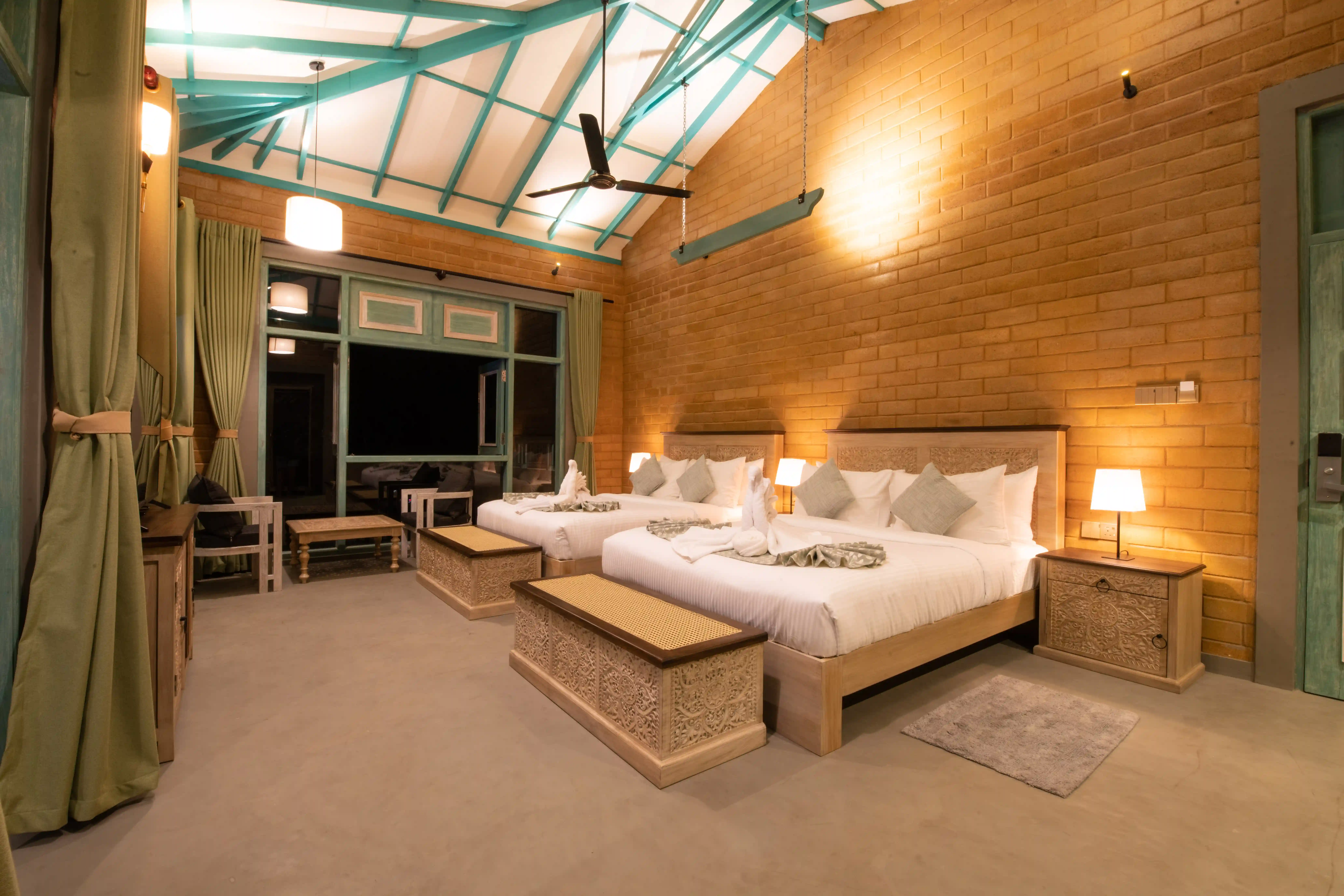 Deluxe Family Room with Balcony at Hiriketiya Beach Resort with modern amenities in Hiriketiya
