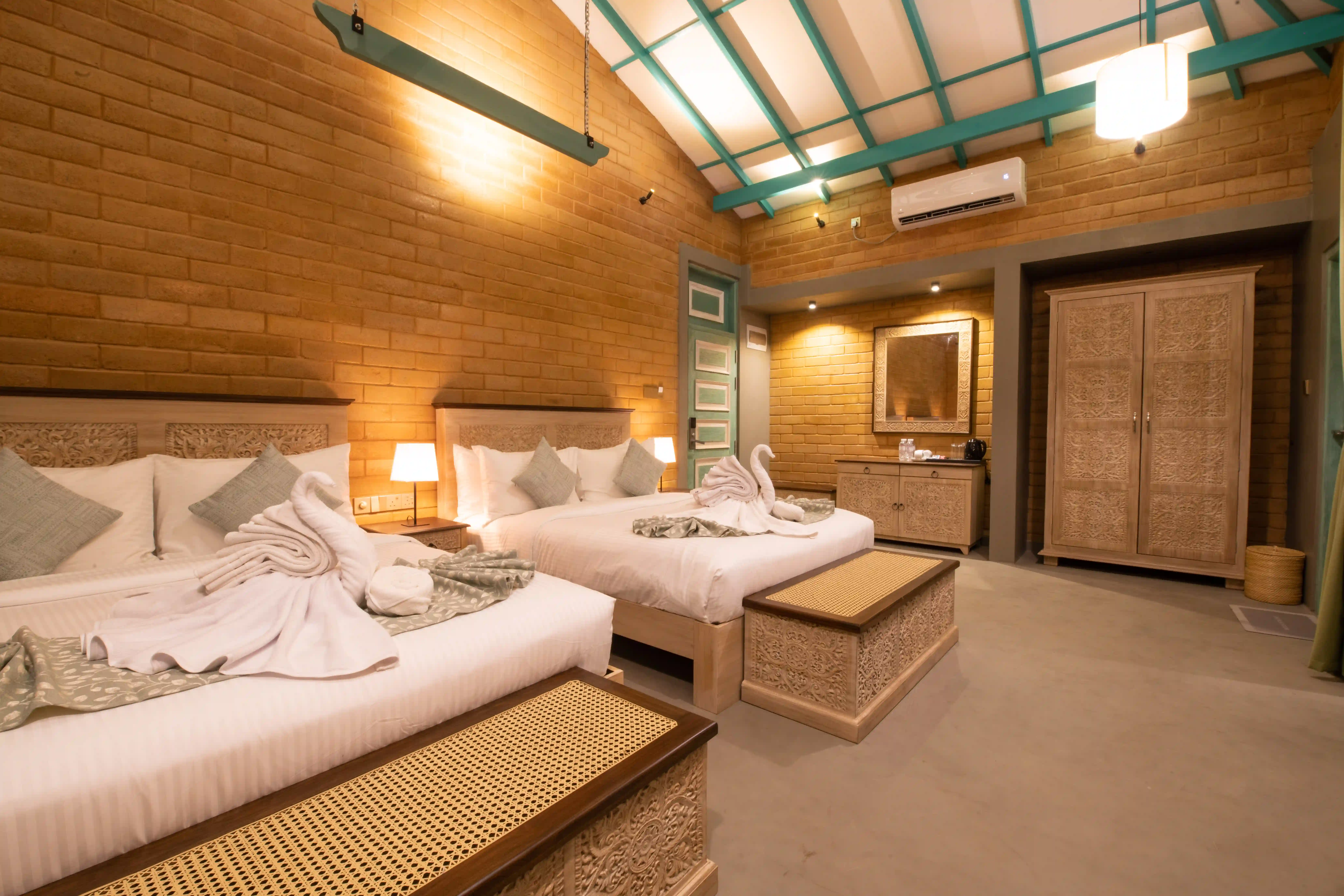 Deluxe Family Room with Balcony at Hiriketiya Beach Resort with modern amenities in Hiriketiya