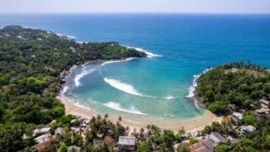 Aerial view of Hiriketiya Bay Sri Lanka near Hiriketiya Beach Resort