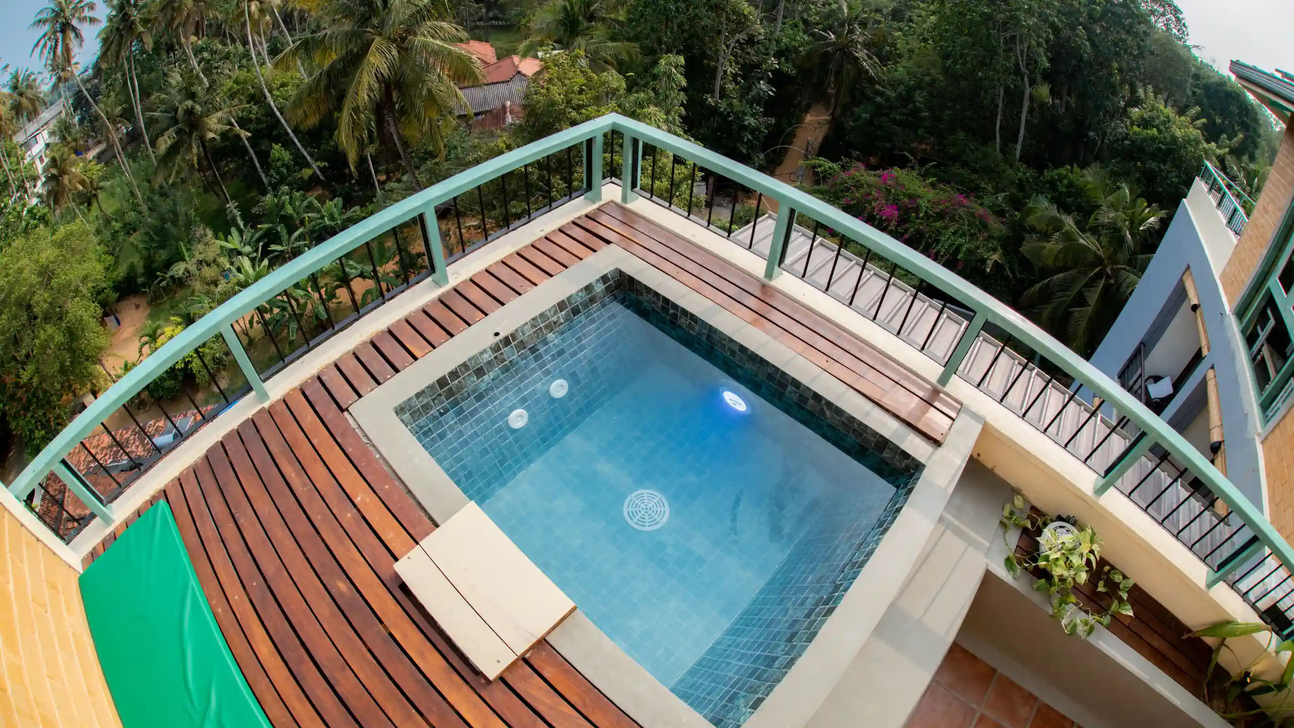 Rooftop plunge pool at Hiriketiya Beach Resort near best restaurants in Hiriketiya