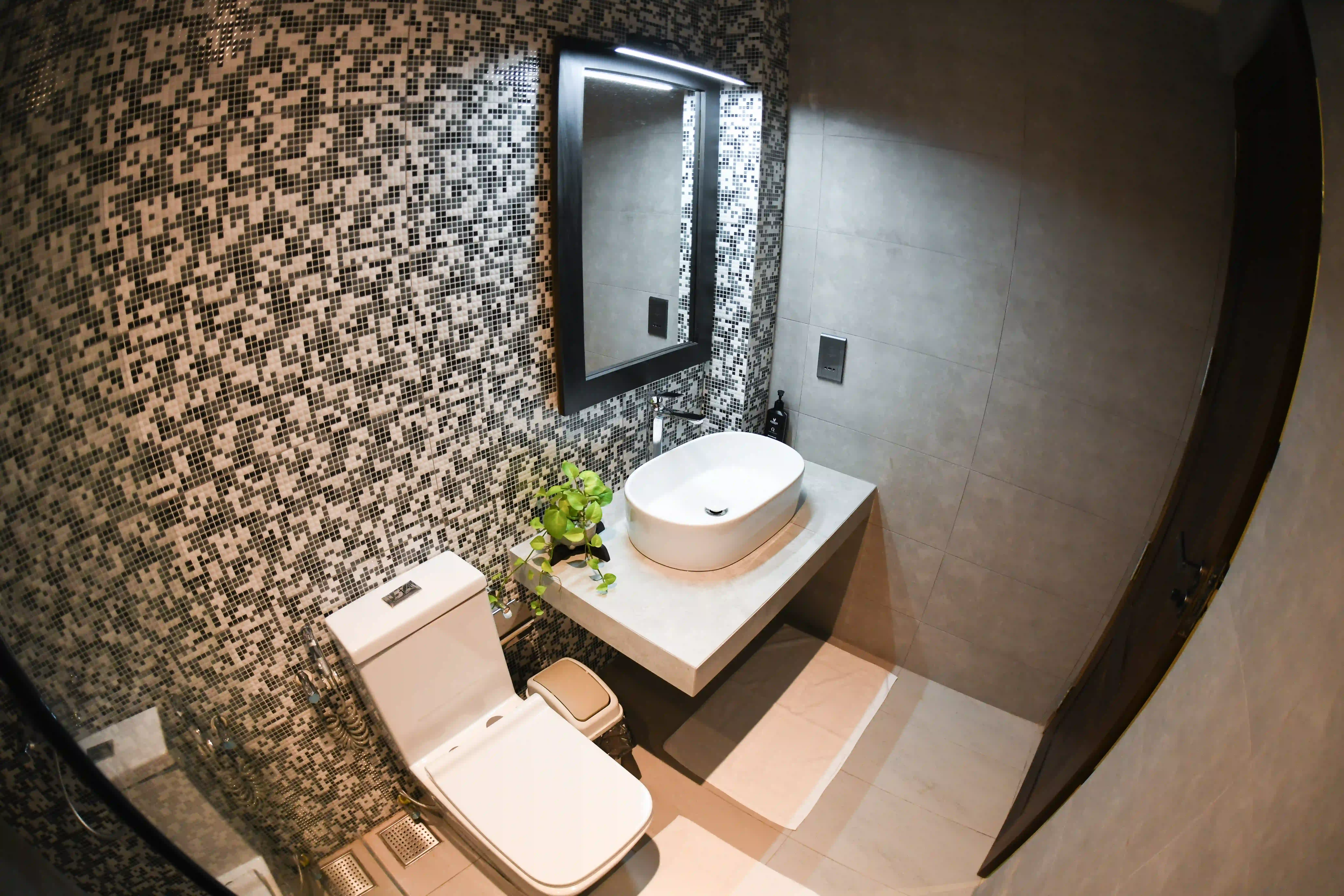 Modern bathroom with toilet and shower at Hiriketiya Beach Resort for comfortable Hiriketiya accommodation